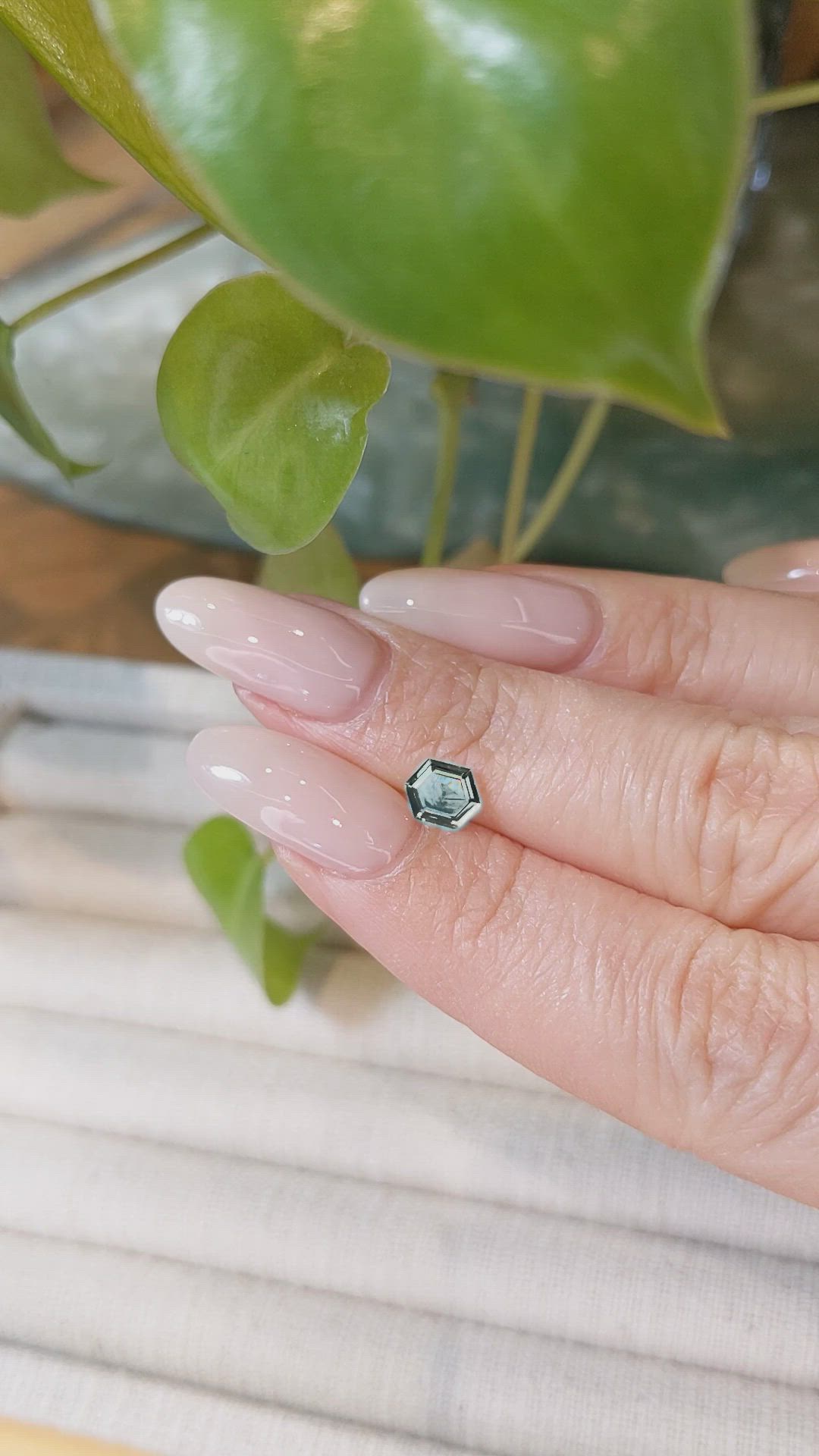 0.73 Ct. Bluish Green Sapphire from Montana Size Video