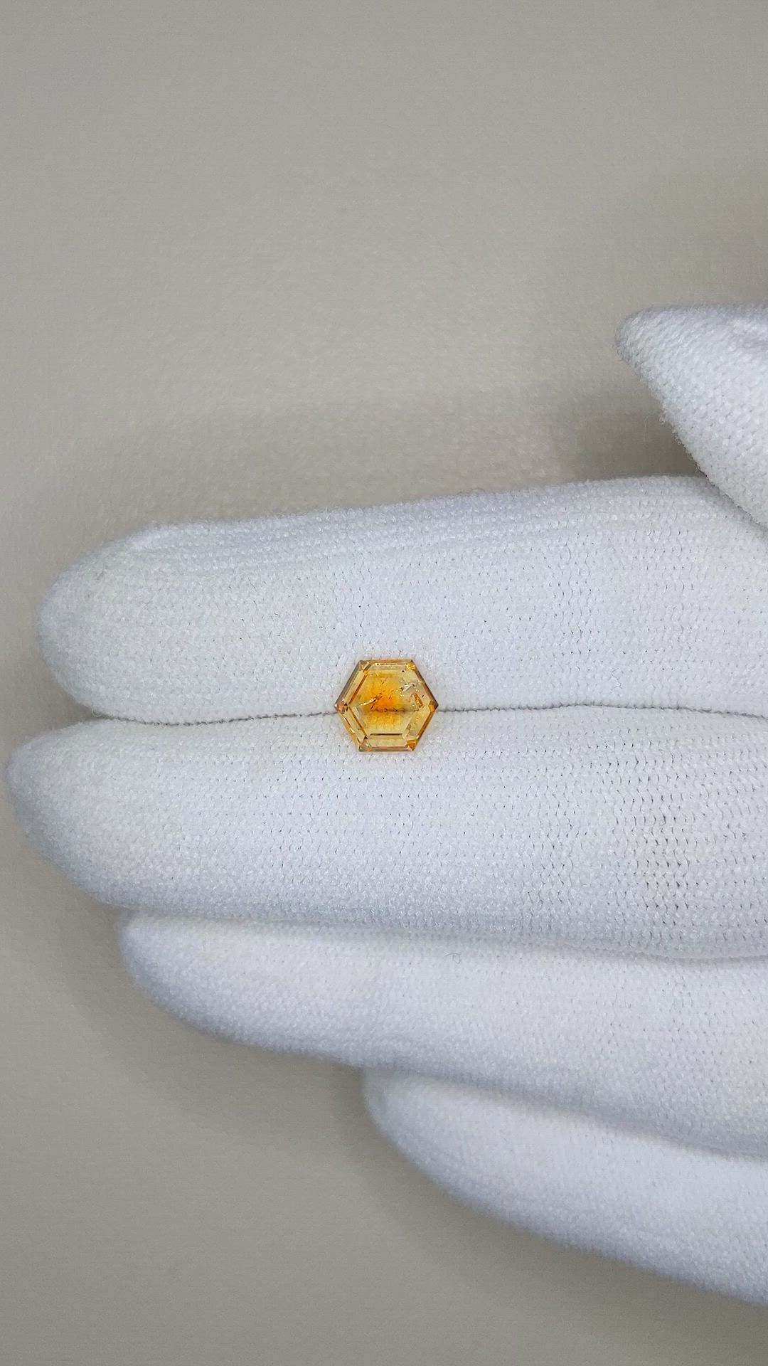 1.33 Ct. Yellowish Orange Sapphire from Montana Size Video