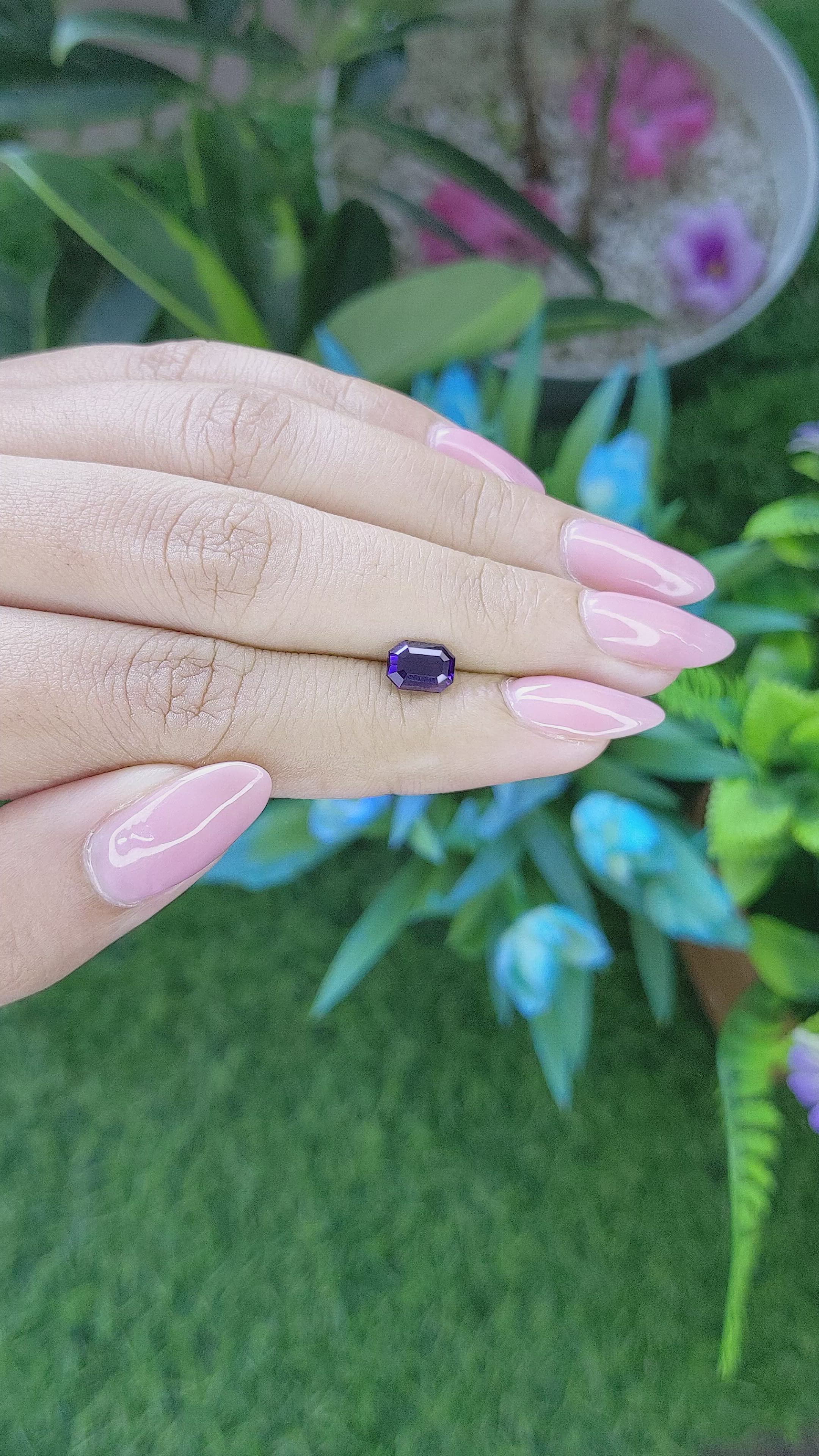 1.34 Ct. Purplish Blue Sapphire from Tanzania Size Video