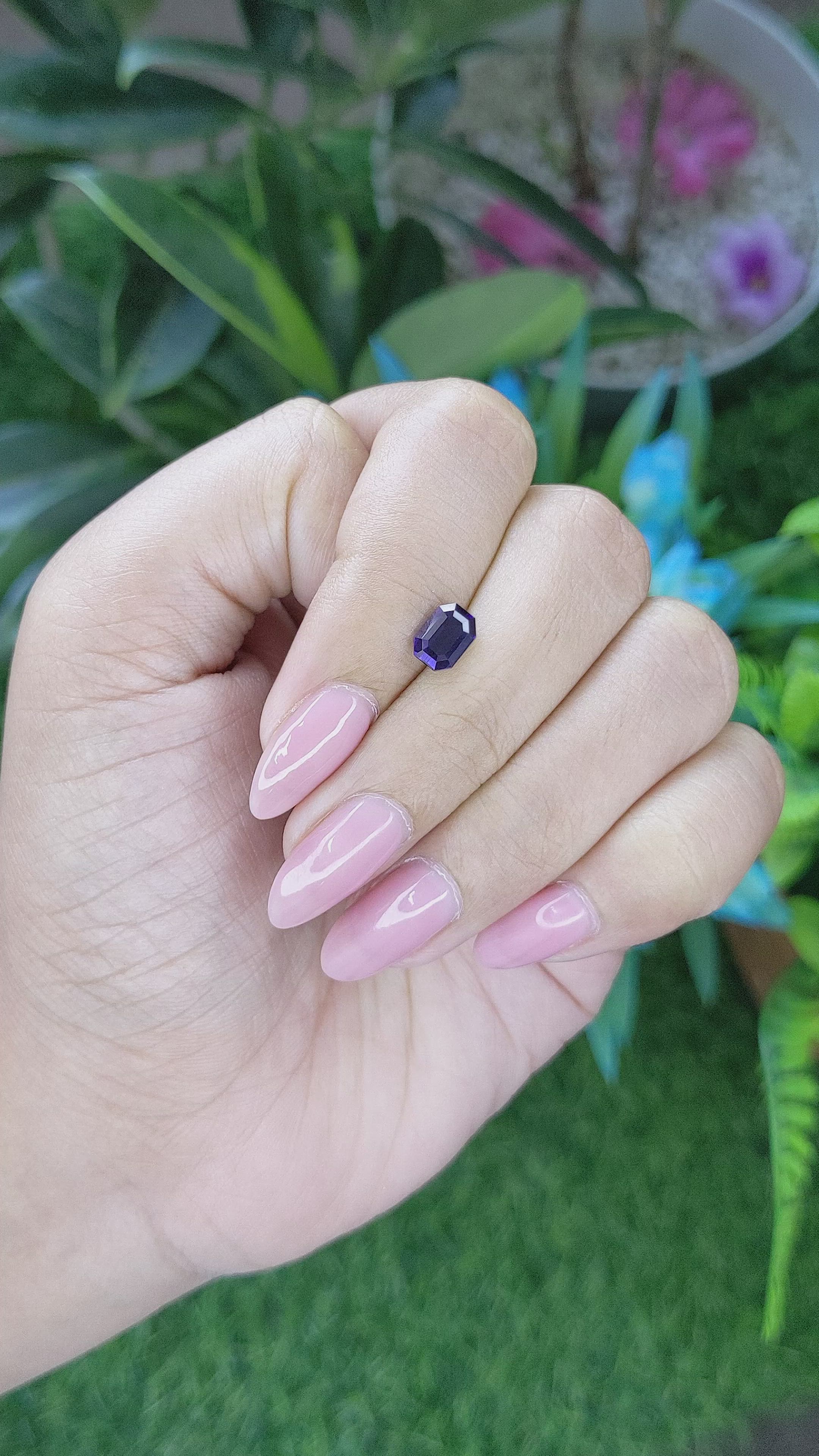 1.34 Ct. Purplish Blue Sapphire from Tanzania Size Video