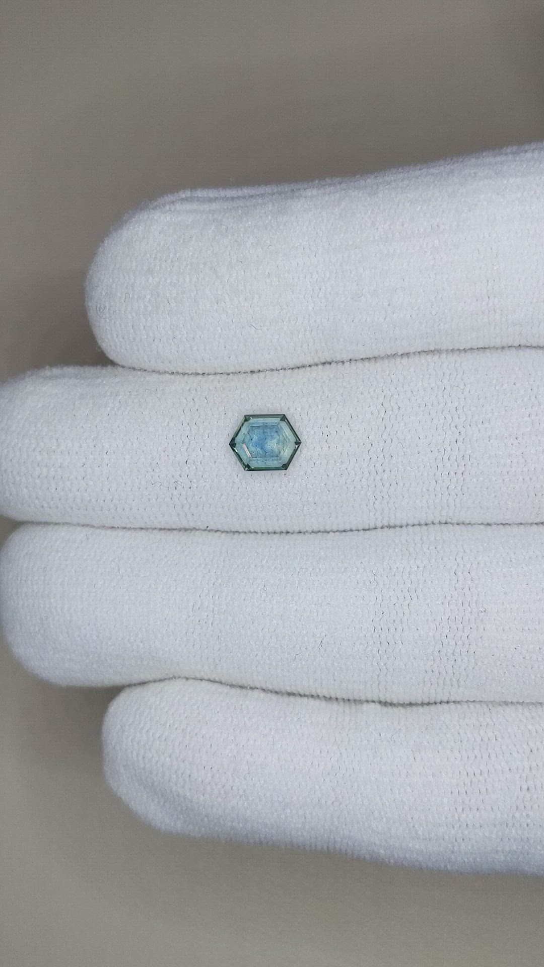 0.91 Ct. Bluish Green Sapphire from Montana Size Video