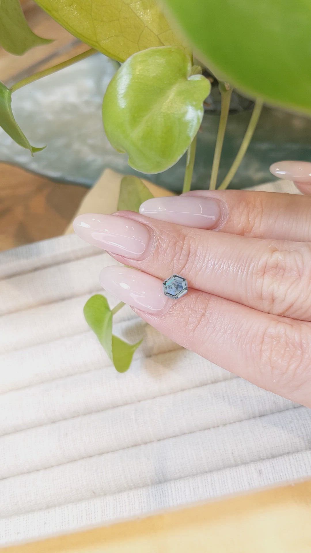 0.91 Ct. Bluish Green Sapphire from Montana Size Video