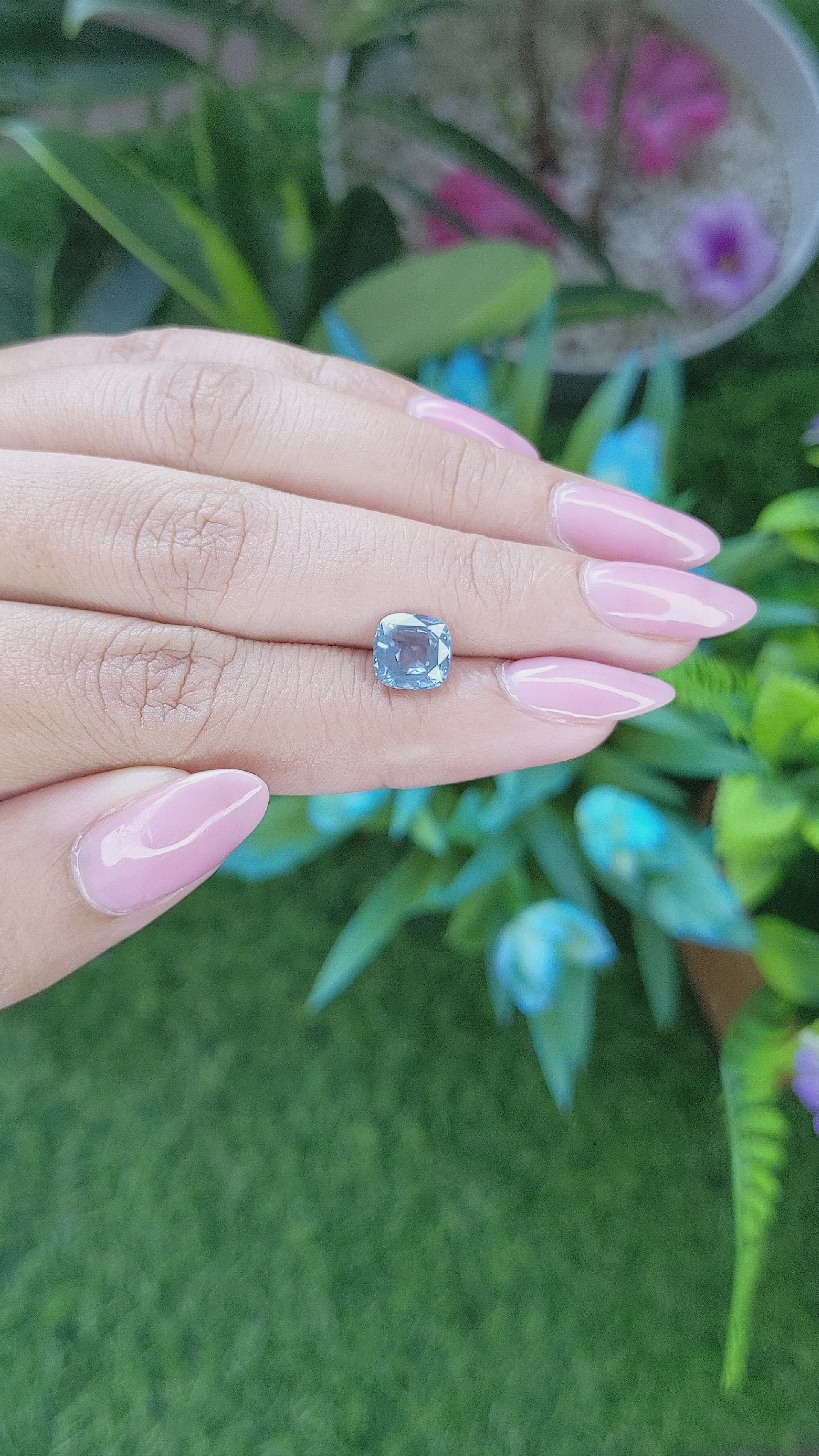 2.04 Ct. Greyish Blue Sapphire from Tanzania Size Video