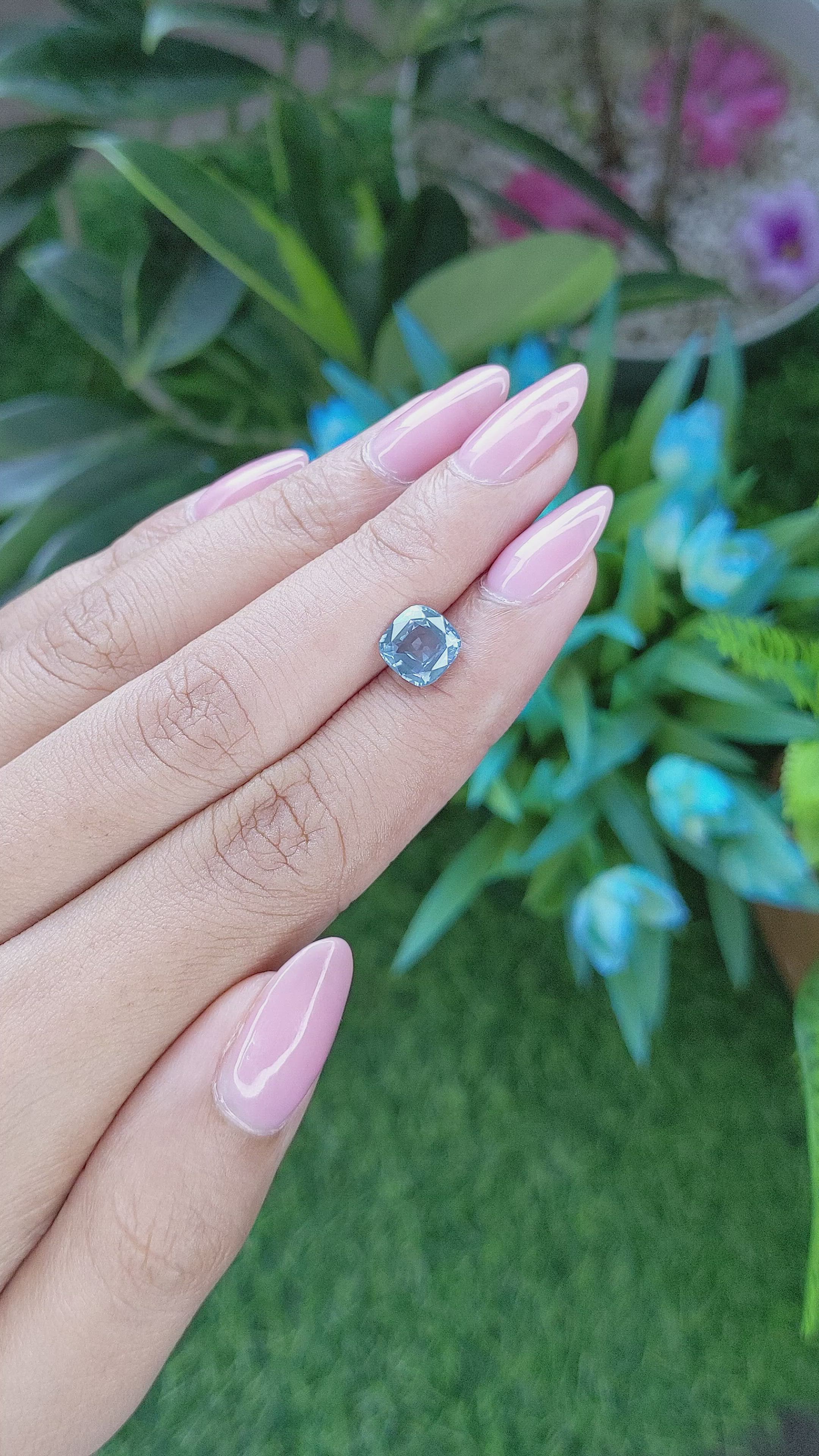 2.04 Ct. Greyish Blue Sapphire from Tanzania Size Video