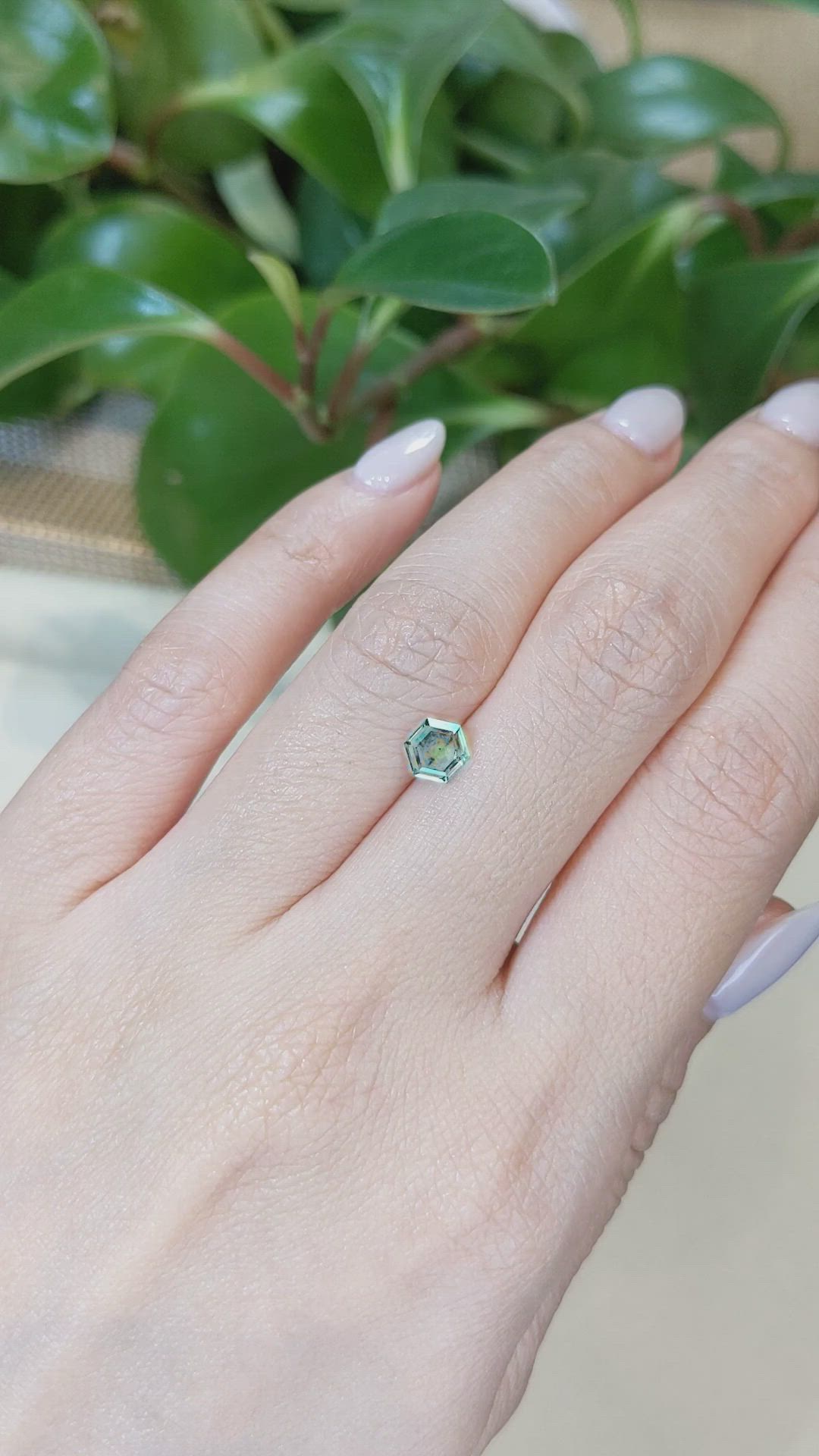 0.82 Ct. Bluish Green Sapphire from Montana Size Video