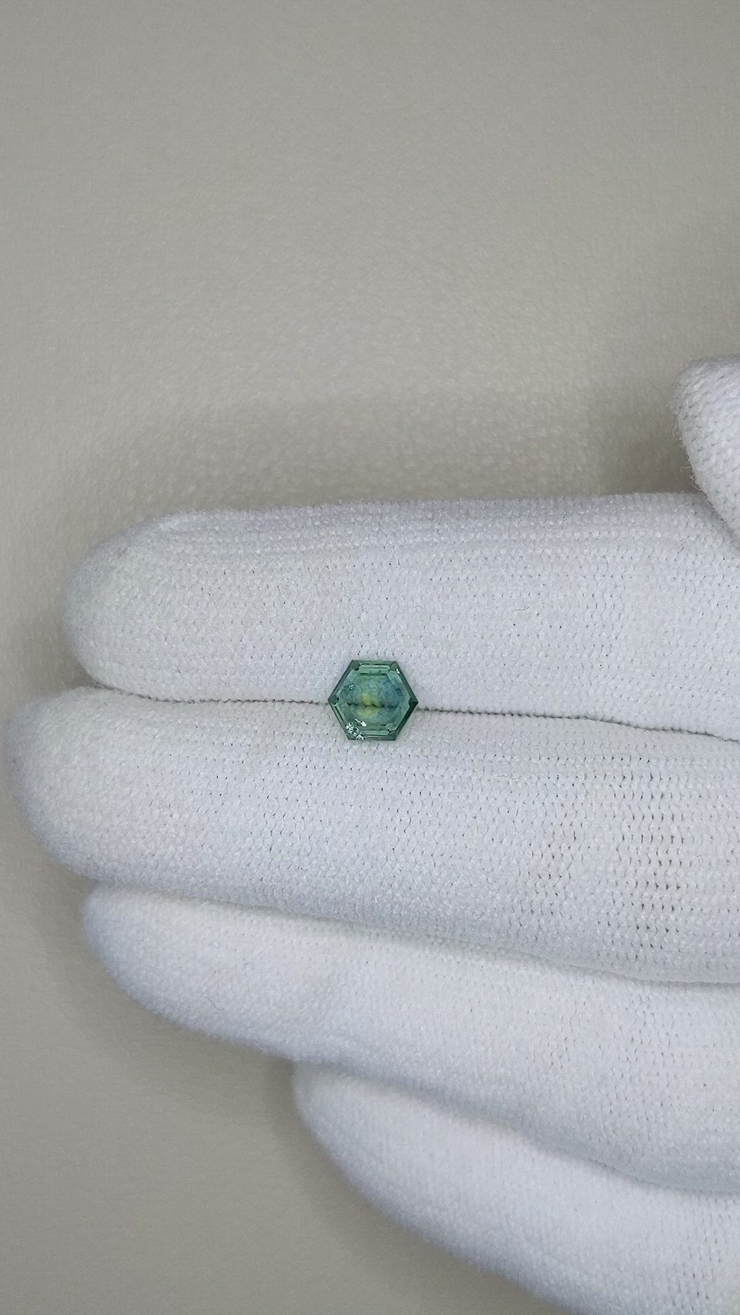 0.82 Ct. Bluish Green Sapphire from Montana Size Video