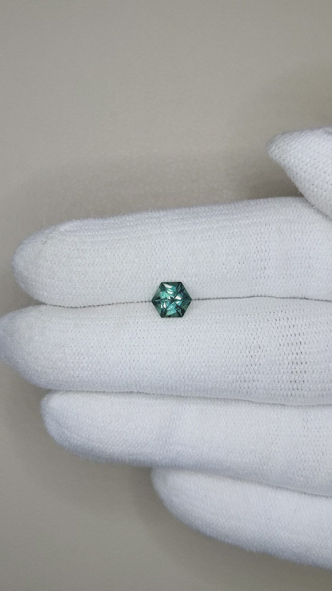 0.80 Ct. Bluish Green Sapphire from Montana Size Video
