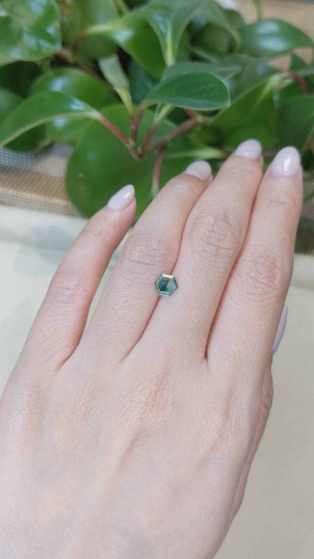 0.77 Ct. Bluish Green Sapphire from Montana Size Video