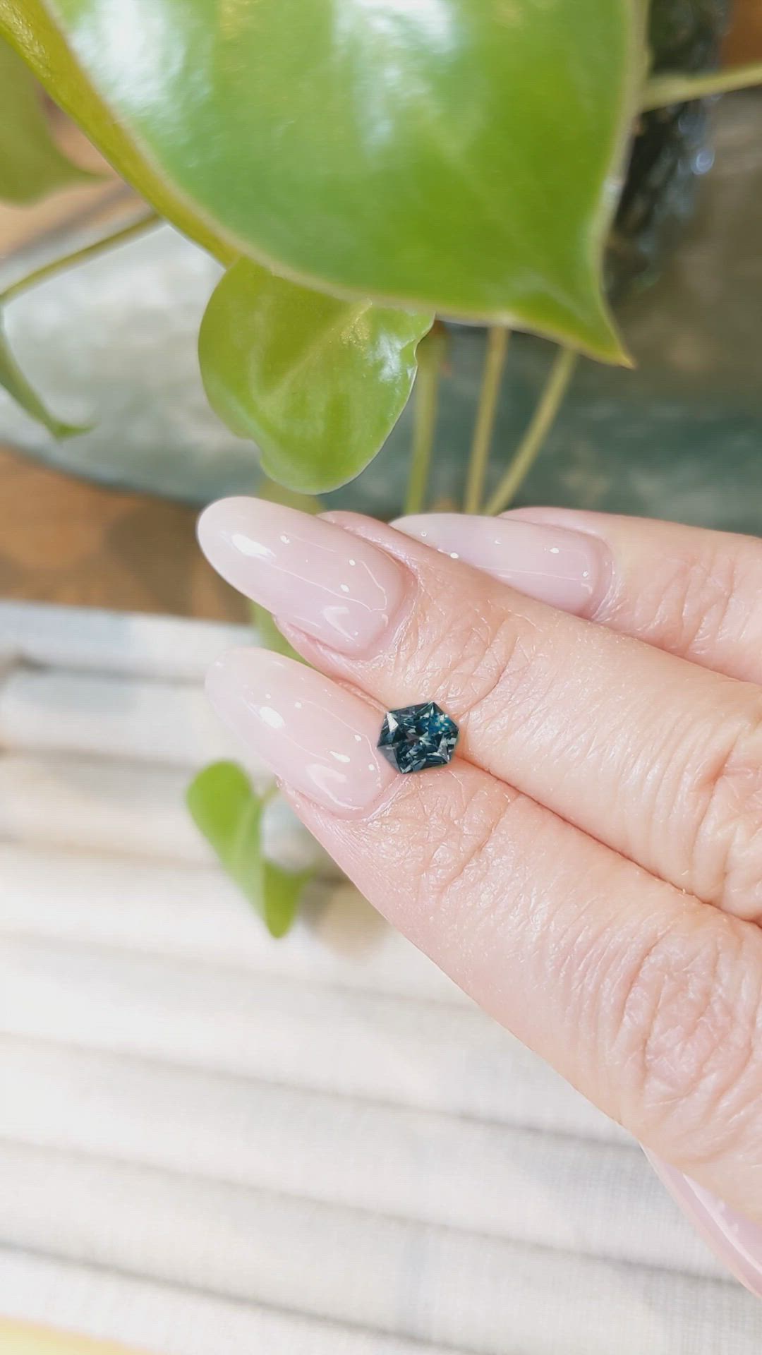 0.87 Ct. Bluish Green Sapphire from Montana Size Video