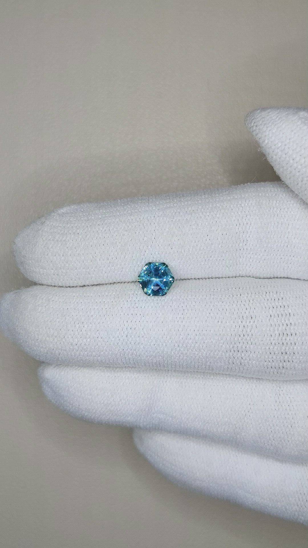 0.85 Ct. Greenish Blue Sapphire from Montana Size Video