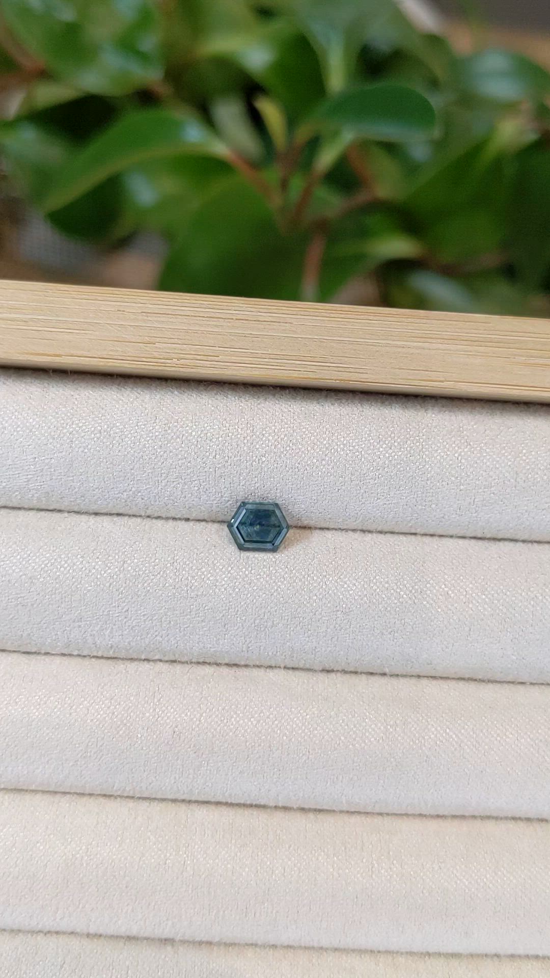 1.05 Ct. Greenish Blue Sapphire from Montana Size Video