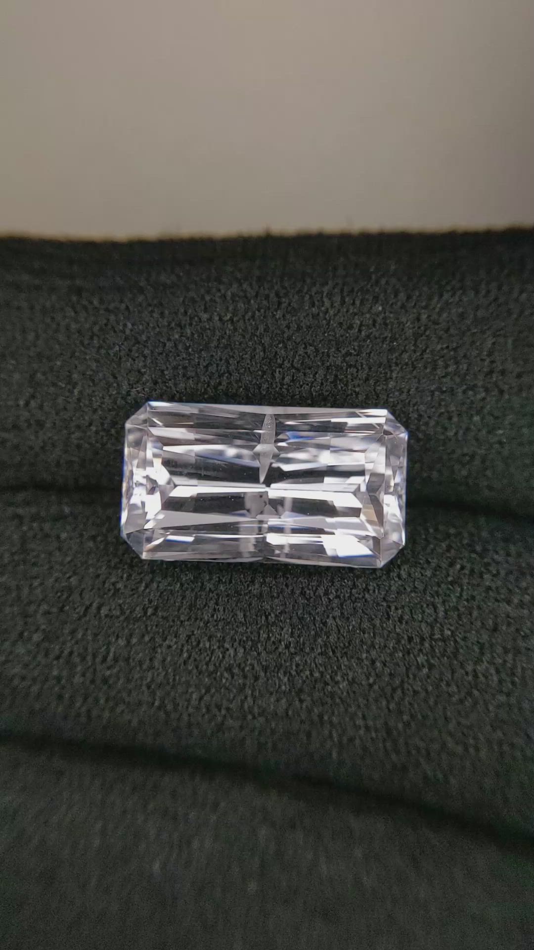 10.14 Ct. White Sapphire from Ceylon (Sri Lanka) Size Video