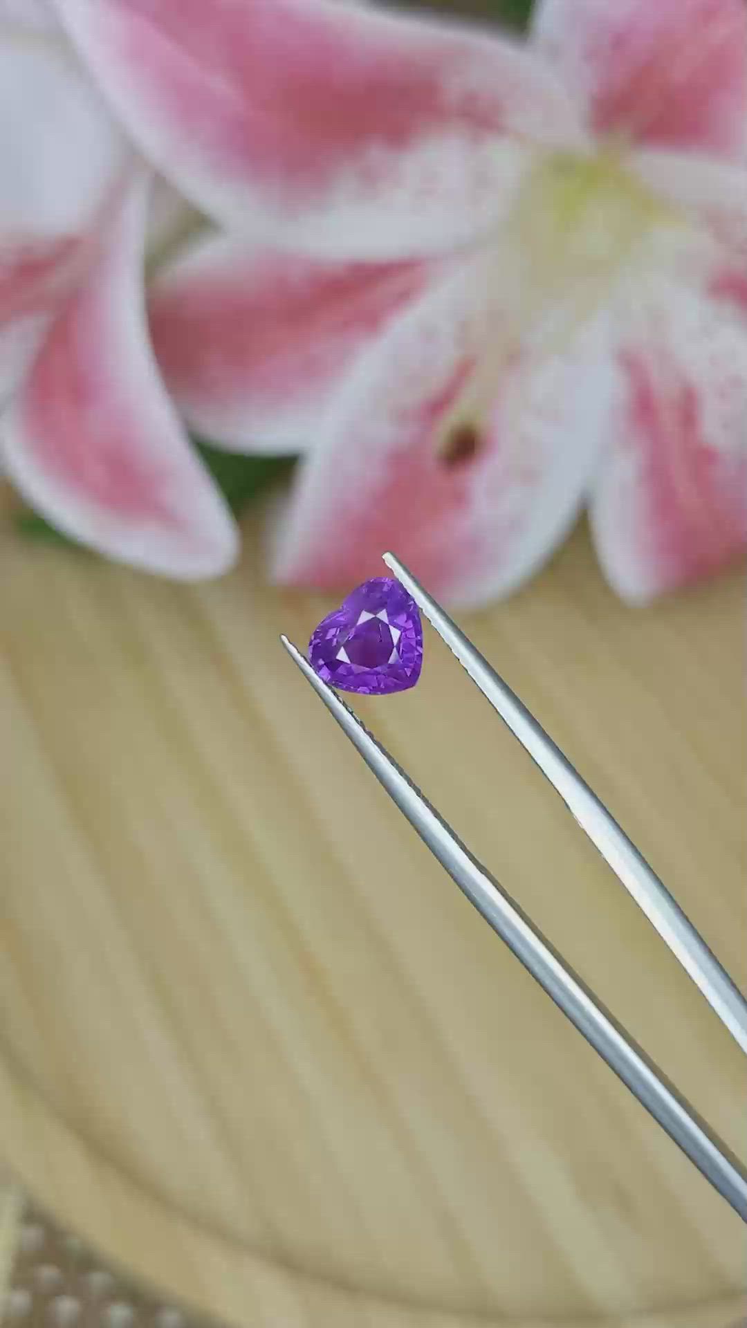2.17 Ct. Pinkish Purple Sapphire from Ceylon (Sri Lanka) Size Video