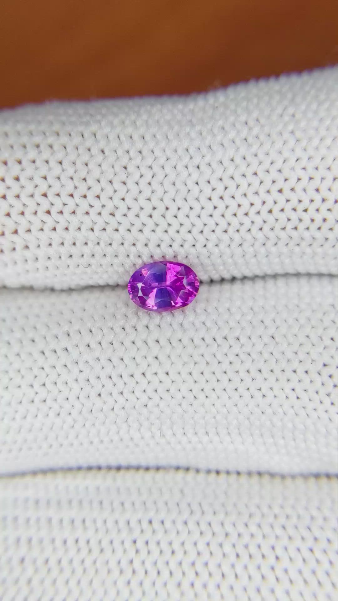 0.60 Ct. Purplish Pink Sapphire from Ceylon (Sri Lanka) Size Video