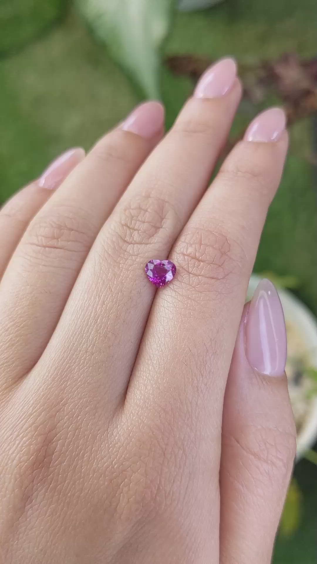 0.70 Ct. Purplish Pink Sapphire from Ceylon (Sri Lanka) Size Video