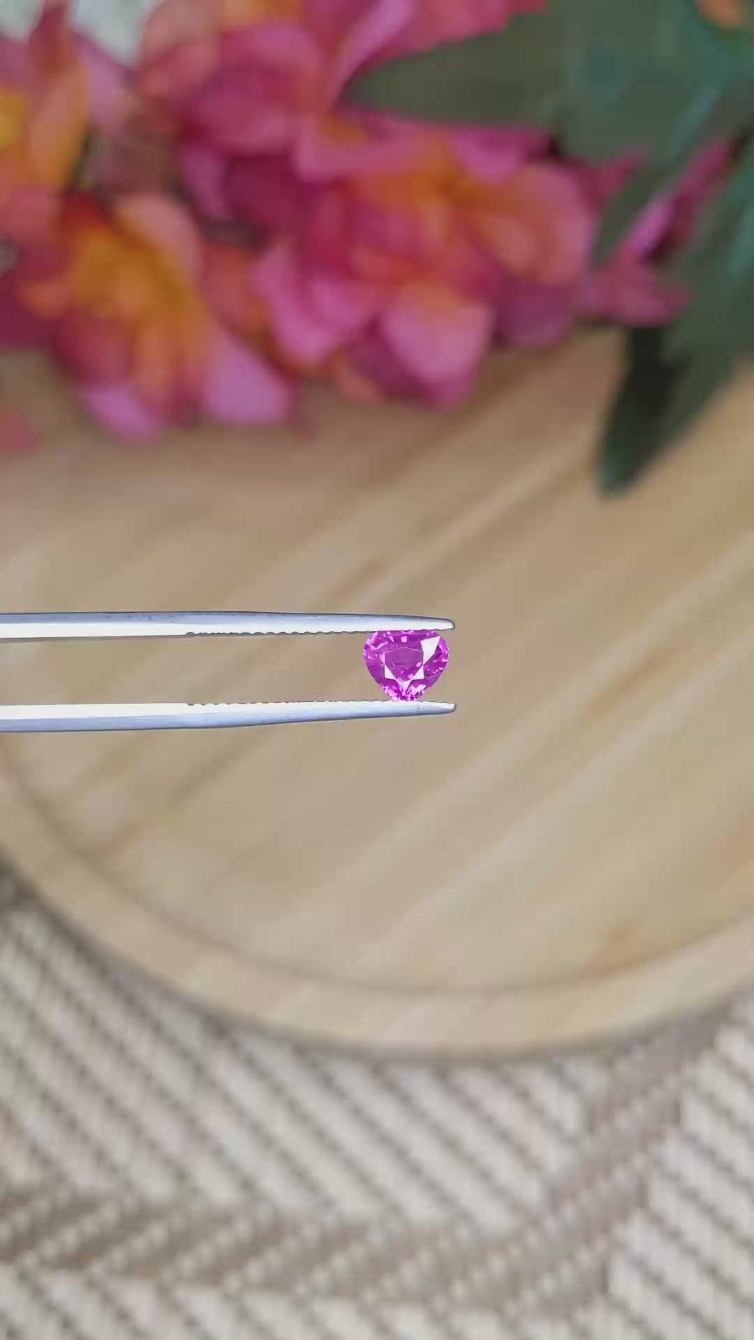 0.70 Ct. Purplish Pink Sapphire from Ceylon (Sri Lanka) Size Video