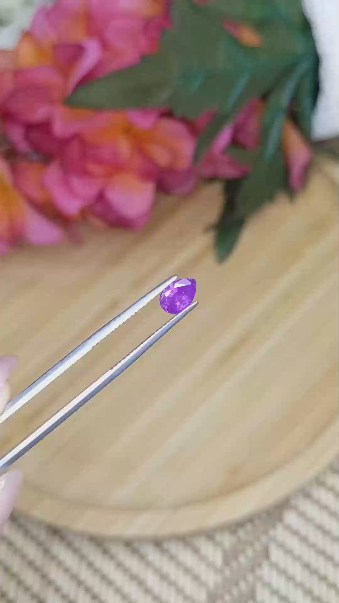0.99 Ct. Pinkish Purple Sapphire from Ceylon (Sri Lanka) Size Video