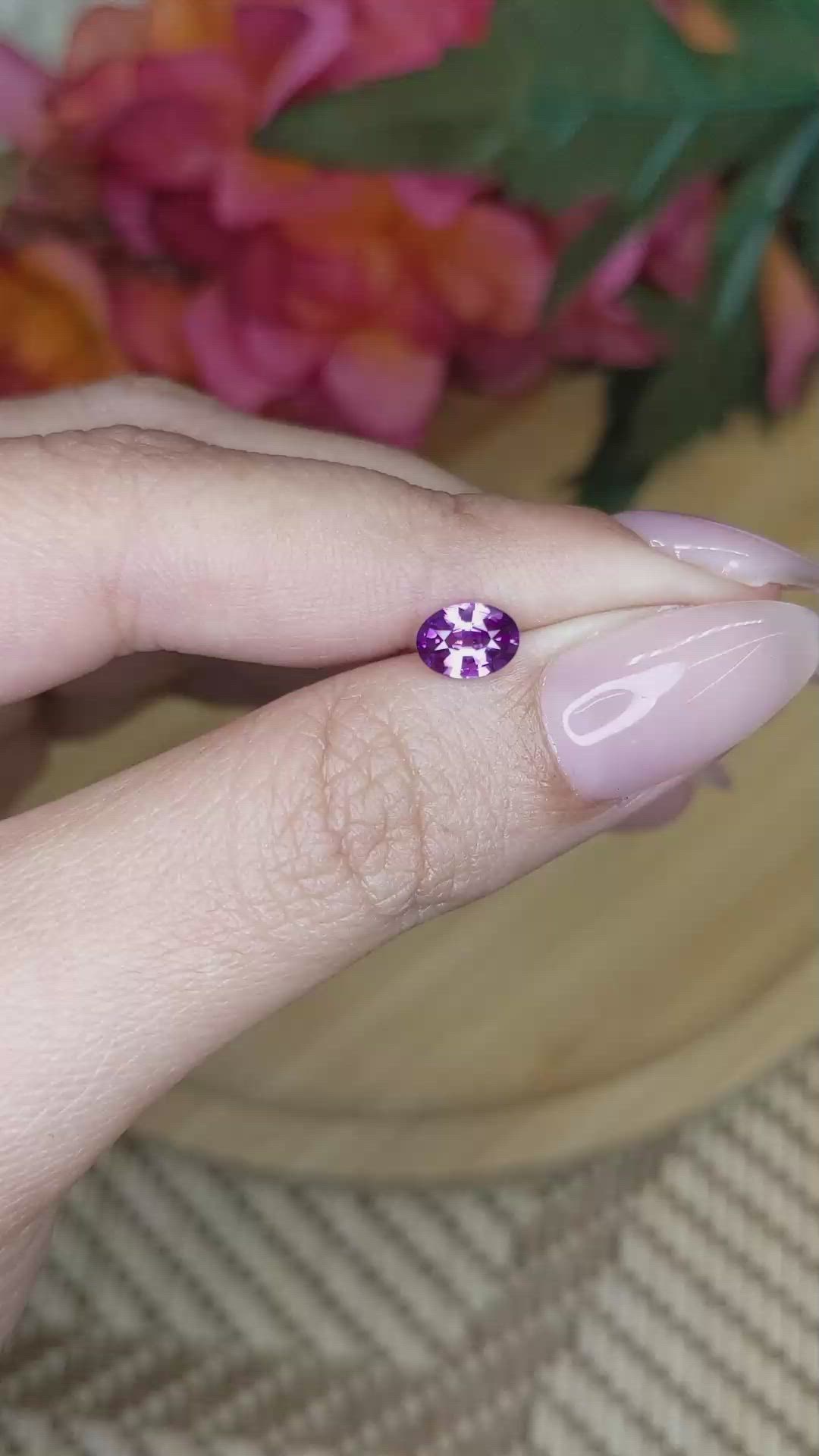 0.78 Ct. Pinkish Purple Sapphire from Ceylon (Sri Lanka) Size Video