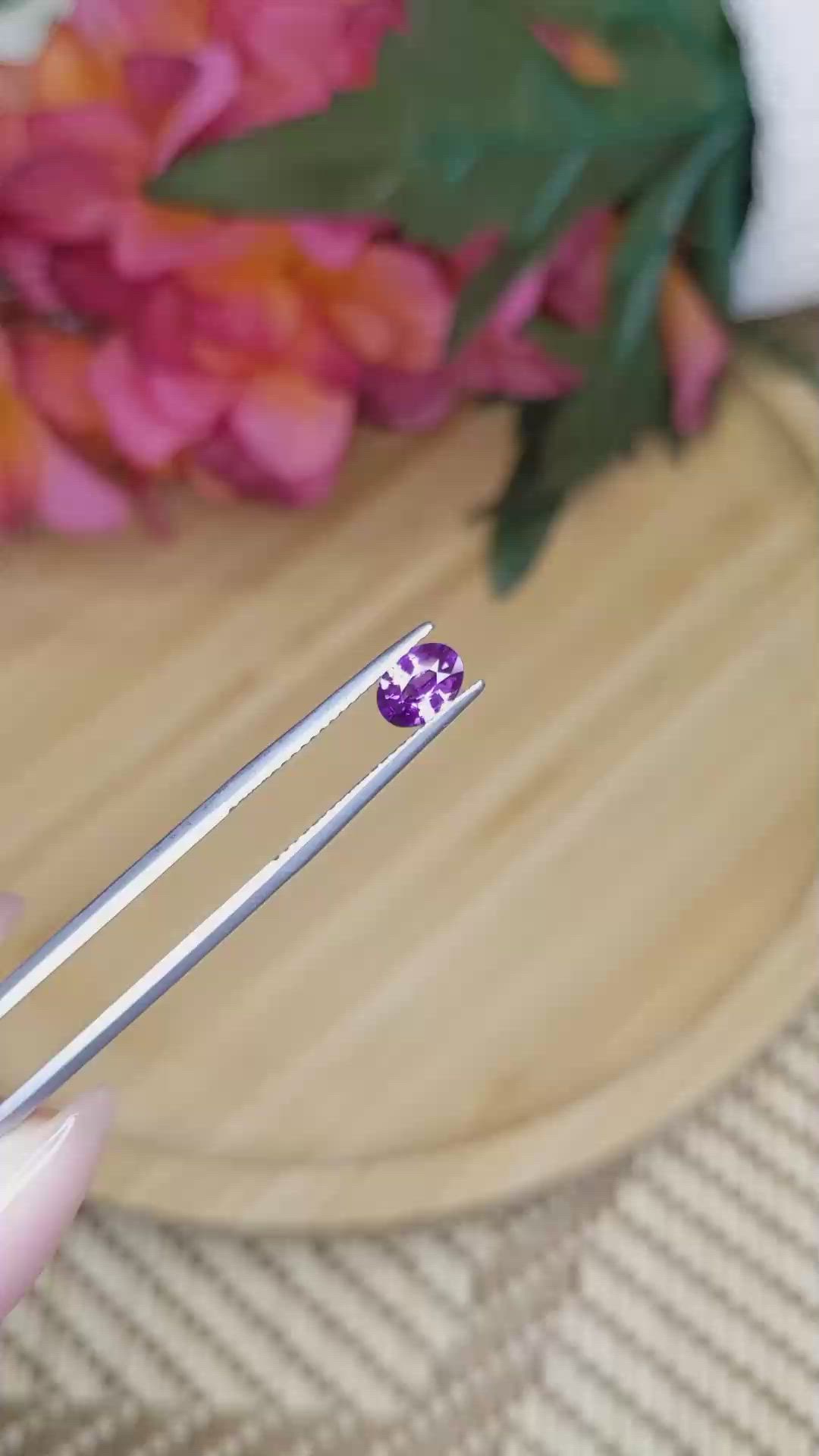 0.78 Ct. Pinkish Purple Sapphire from Ceylon (Sri Lanka) Size Video
