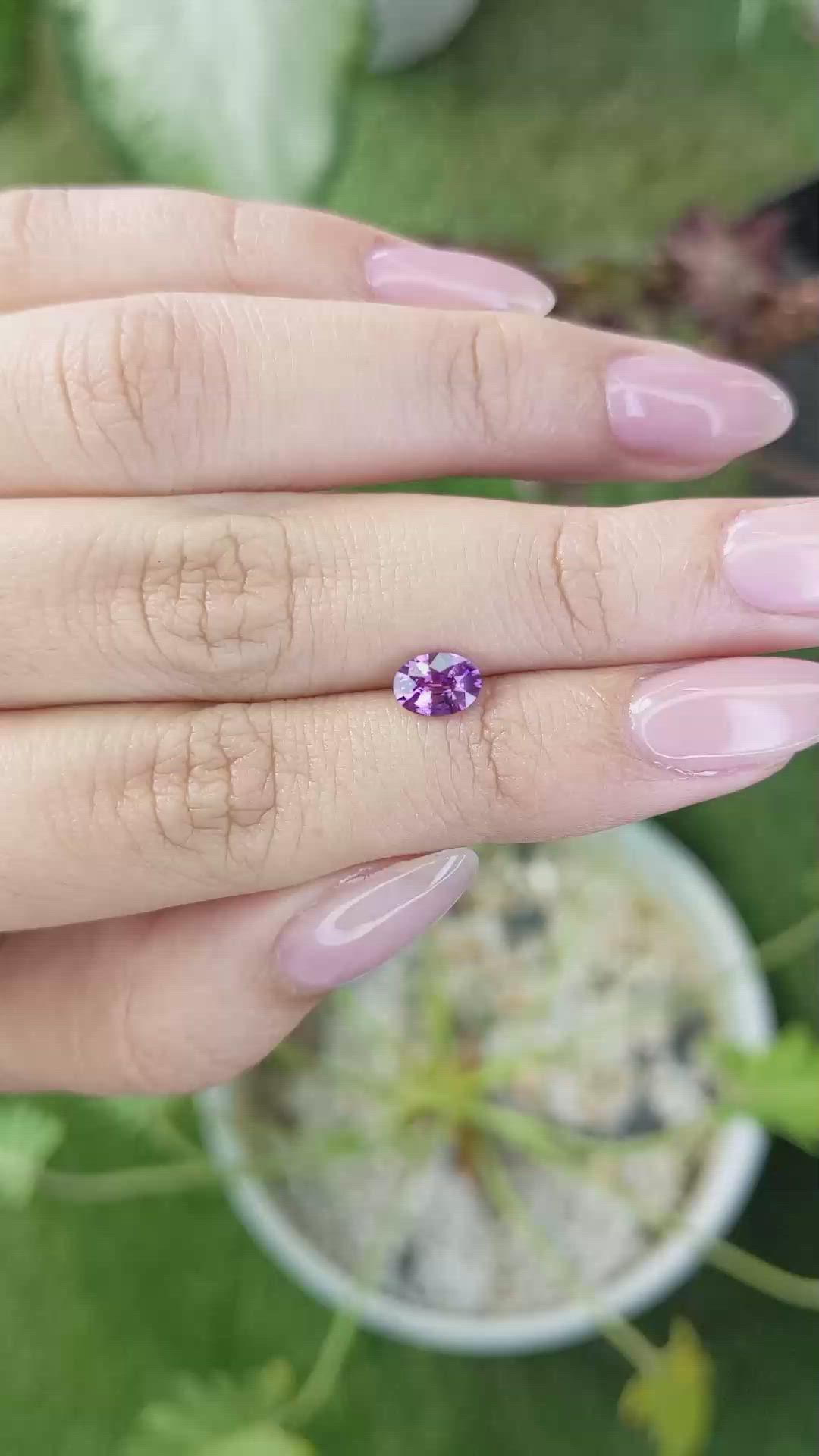 0.78 Ct. Pinkish Purple Sapphire from Ceylon (Sri Lanka) Size Video