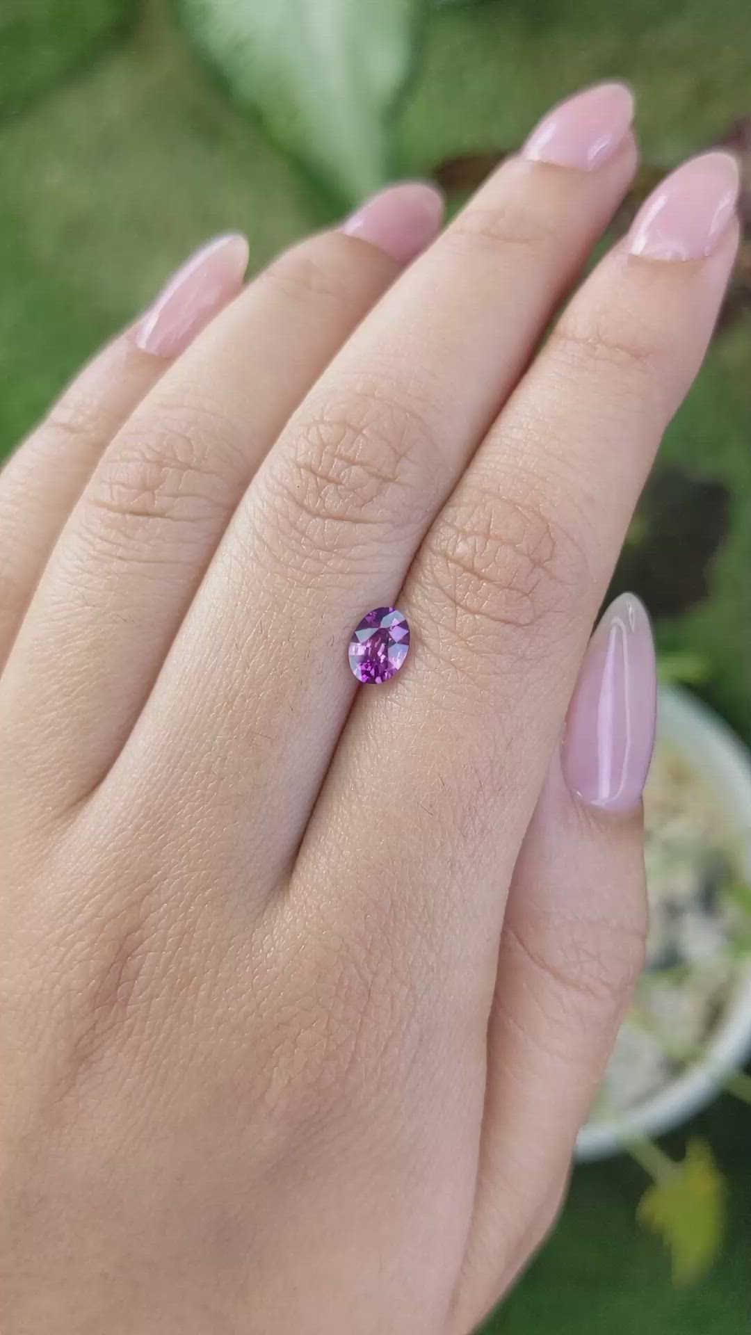 0.78 Ct. Pinkish Purple Sapphire from Ceylon (Sri Lanka) Size Video