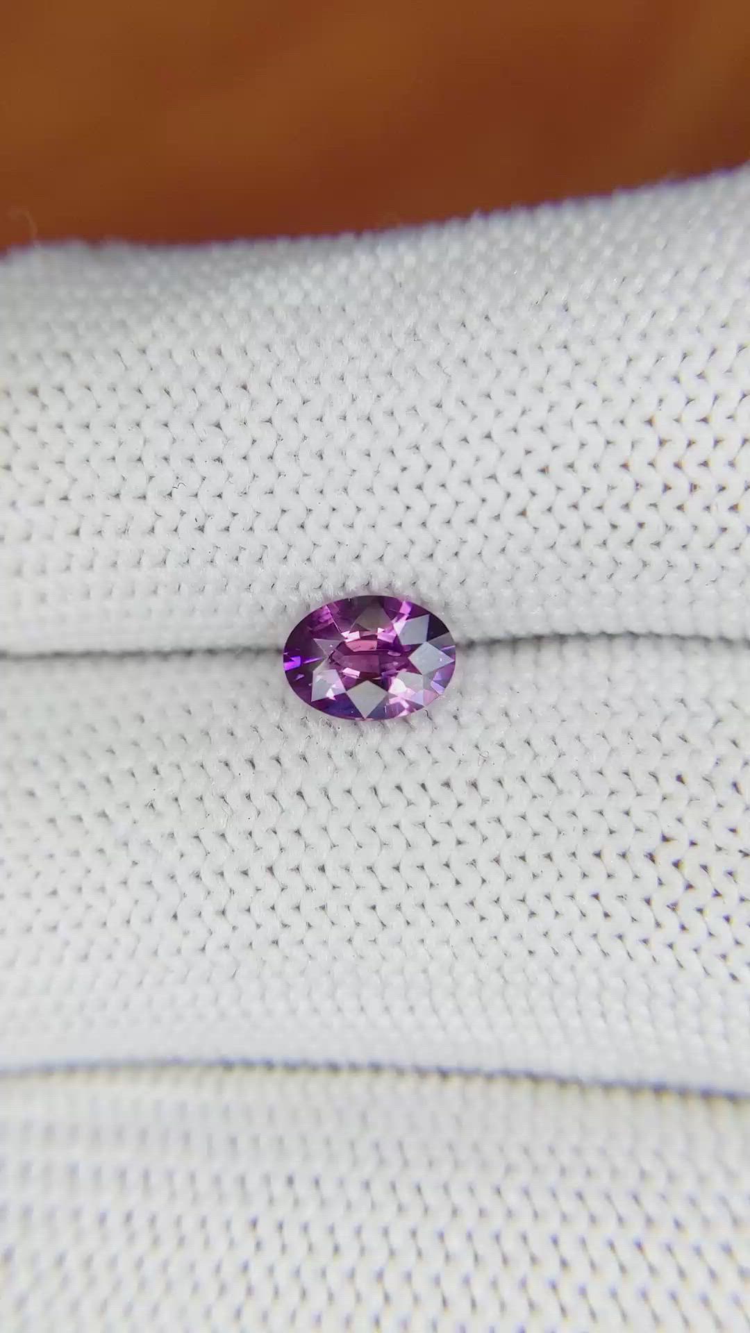 0.78 Ct. Pinkish Purple Sapphire from Ceylon (Sri Lanka) Size Video
