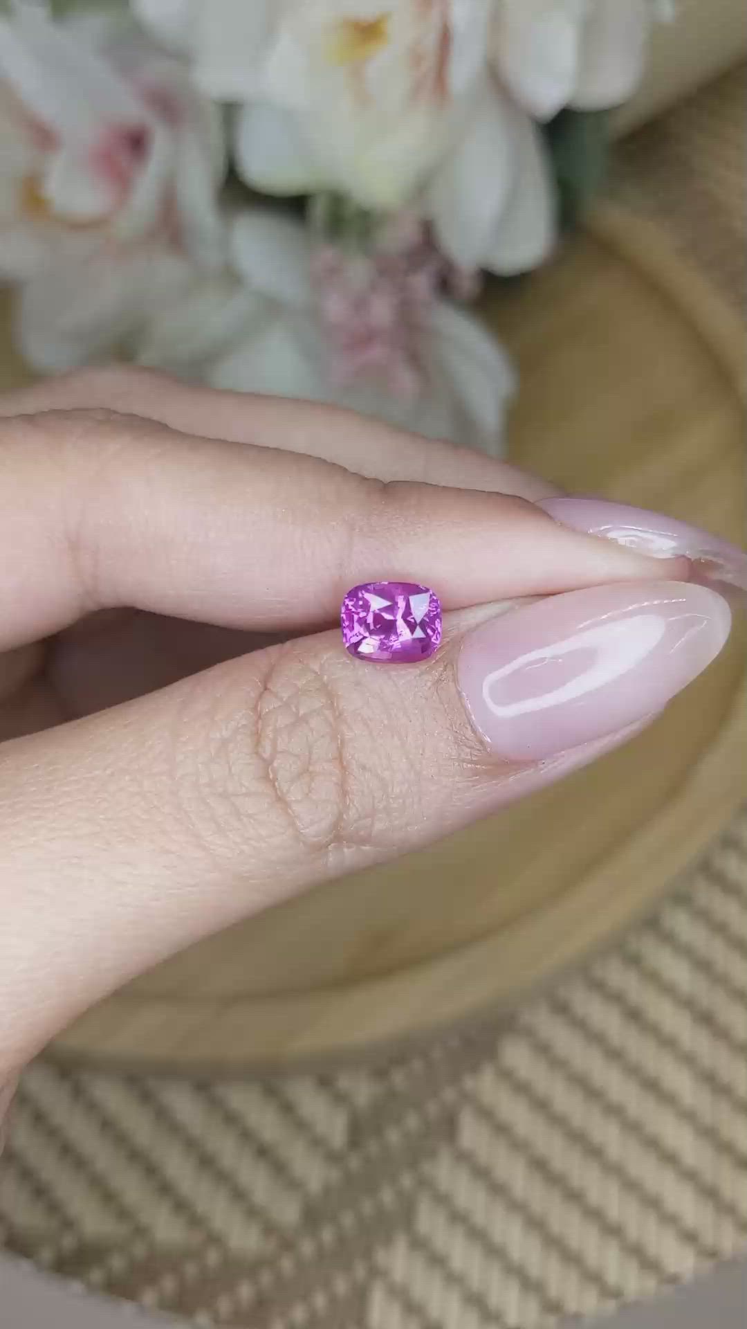 1.56 Ct. Purplish Pink Sapphire from Ceylon (Sri Lanka) Size Video