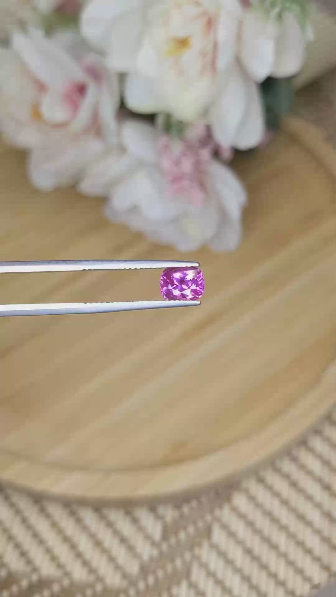 1.56 Ct. Purplish Pink Sapphire from Ceylon (Sri Lanka) Size Video