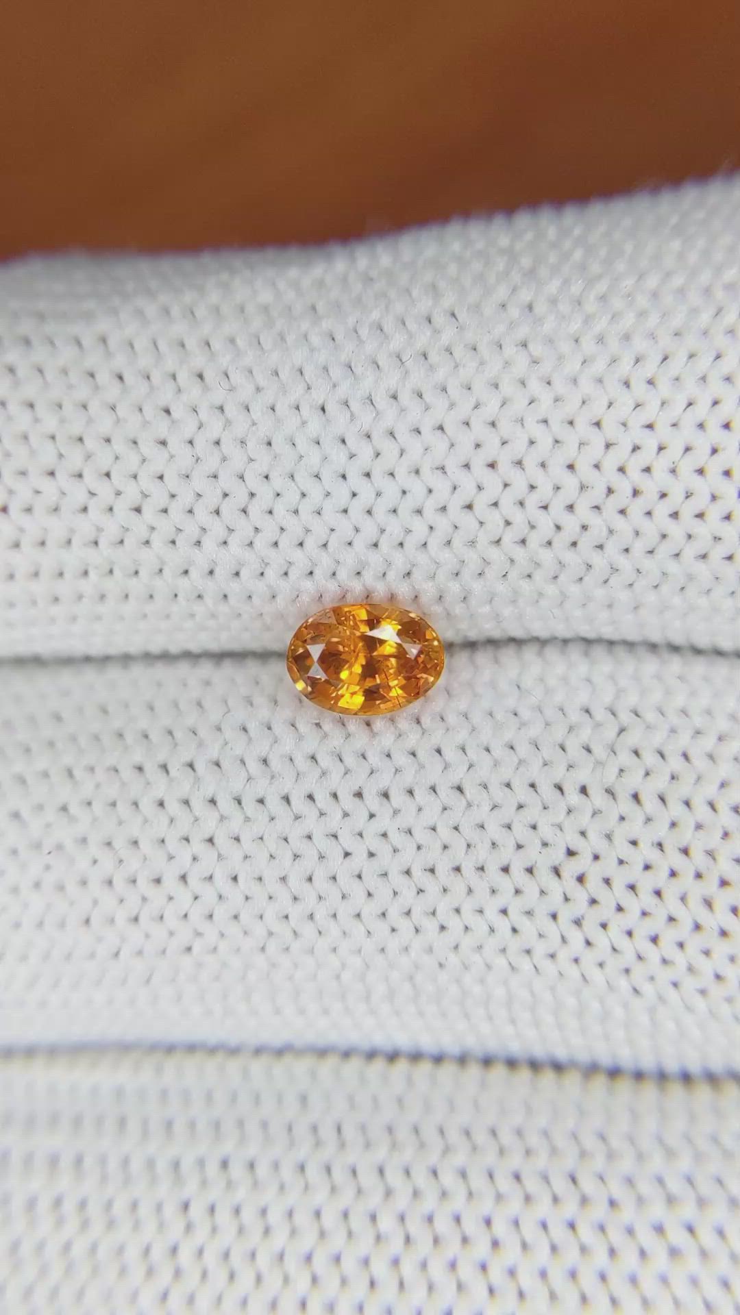 0.75 Ct. Orange Sapphire from Ceylon (Sri Lanka) Size Video