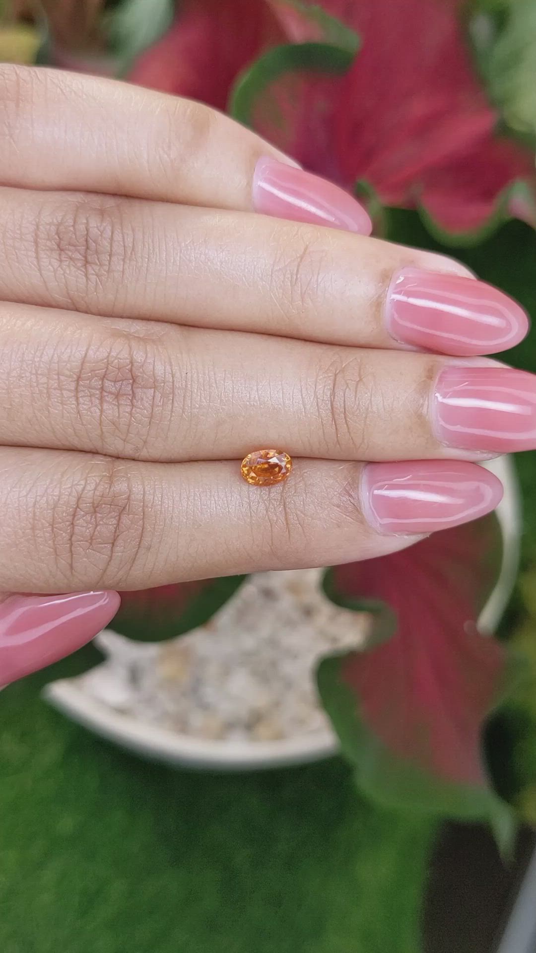 0.75 Ct. Orange Sapphire from Ceylon (Sri Lanka) Size Video