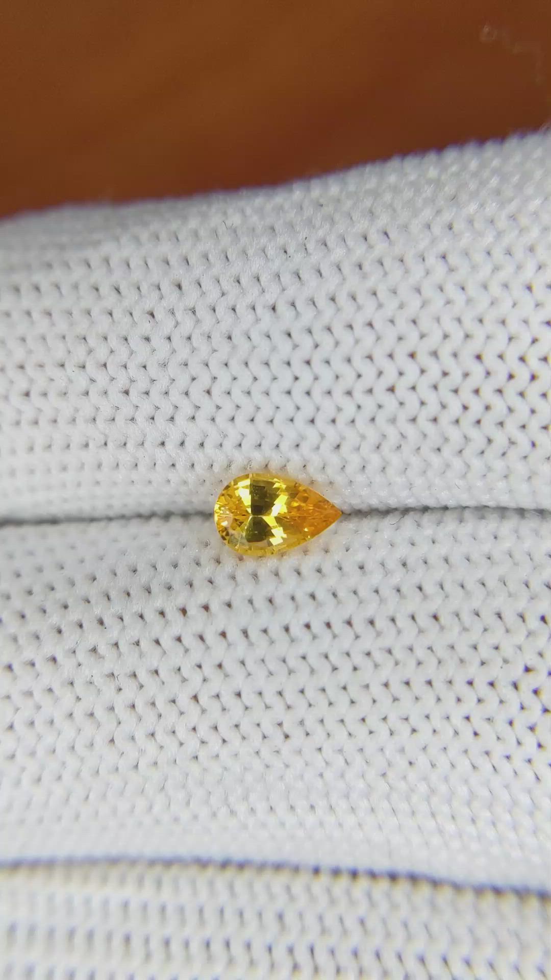 0.46 Ct. Orangish Yellow Sapphire from Ceylon (Sri Lanka) Size Video