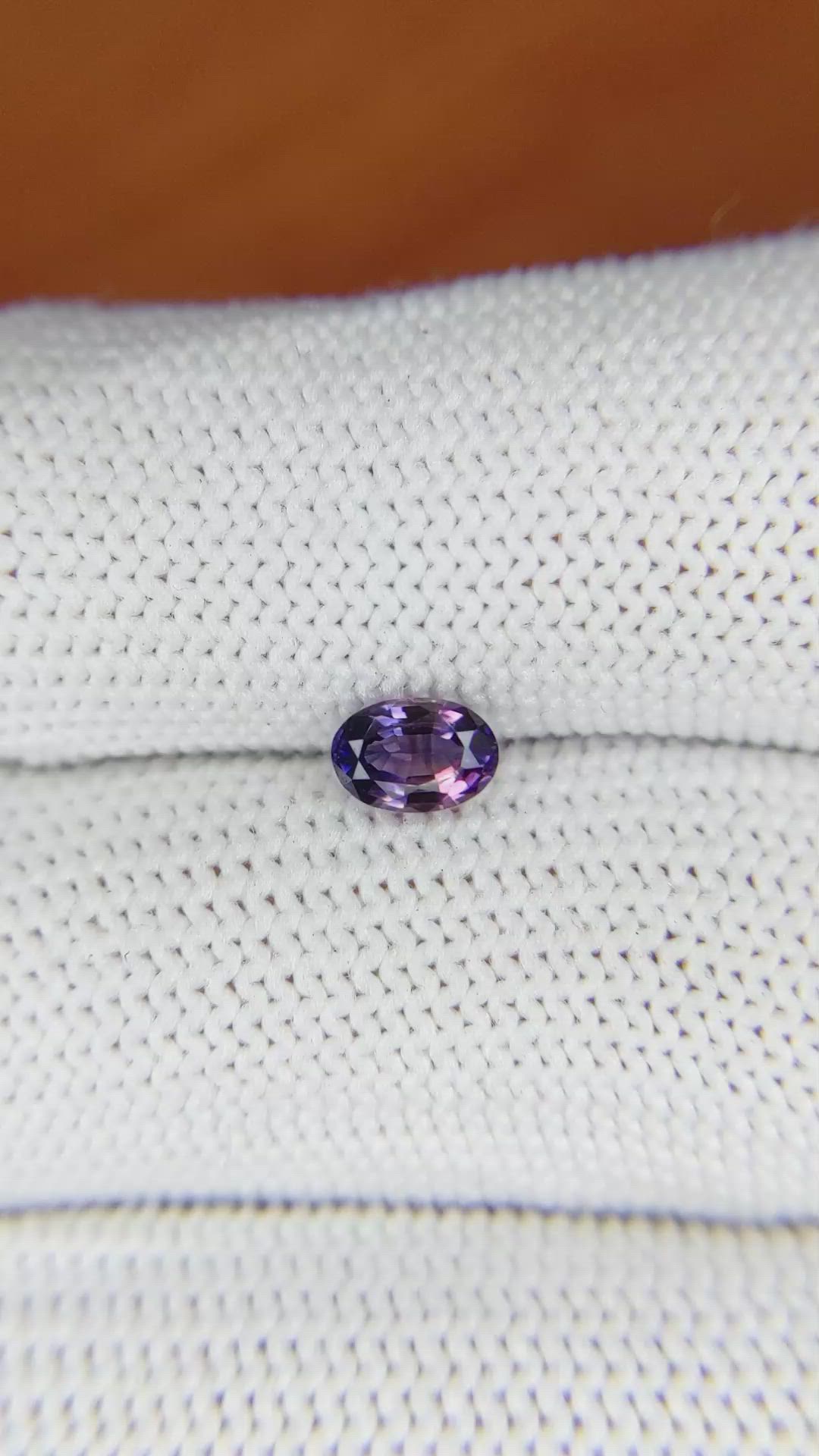 0.62 Ct. Pinkish Purple Sapphire from Ceylon (Sri Lanka) Size Video