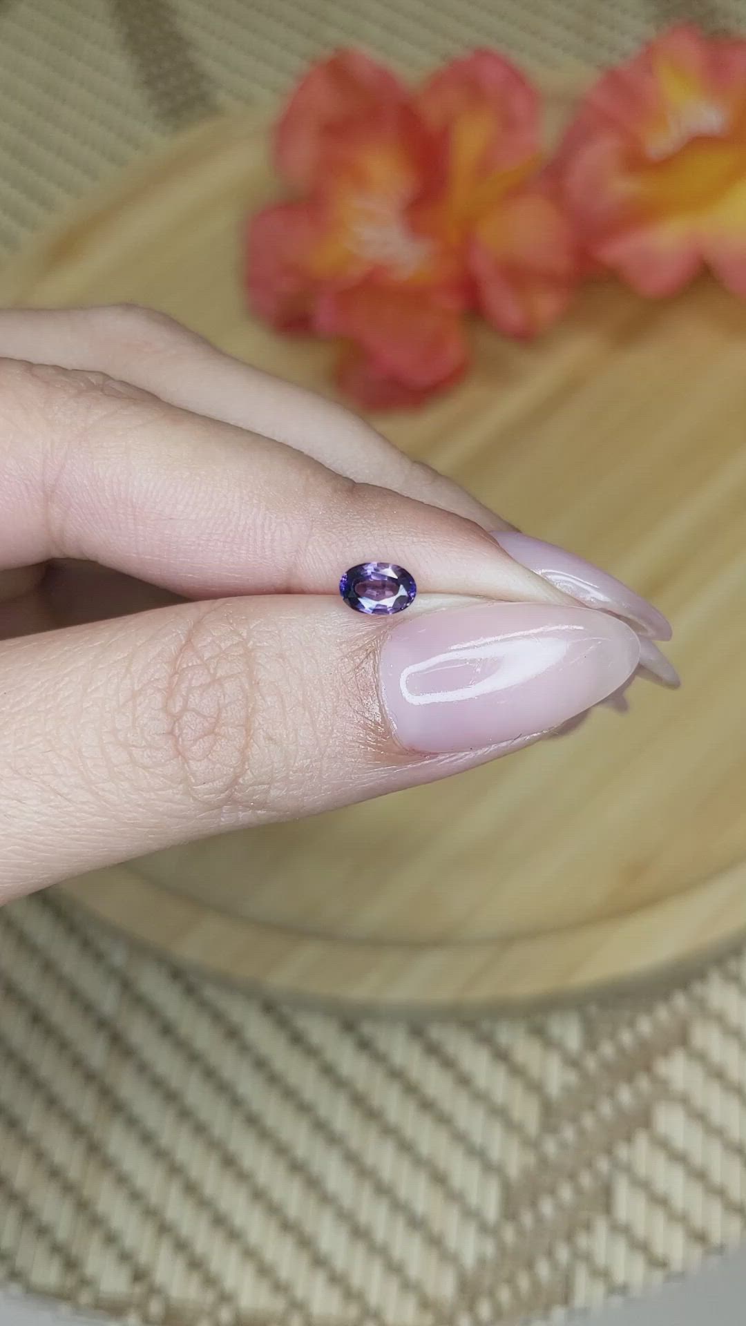 0.62 Ct. Pinkish Purple Sapphire from Ceylon (Sri Lanka) Size Video