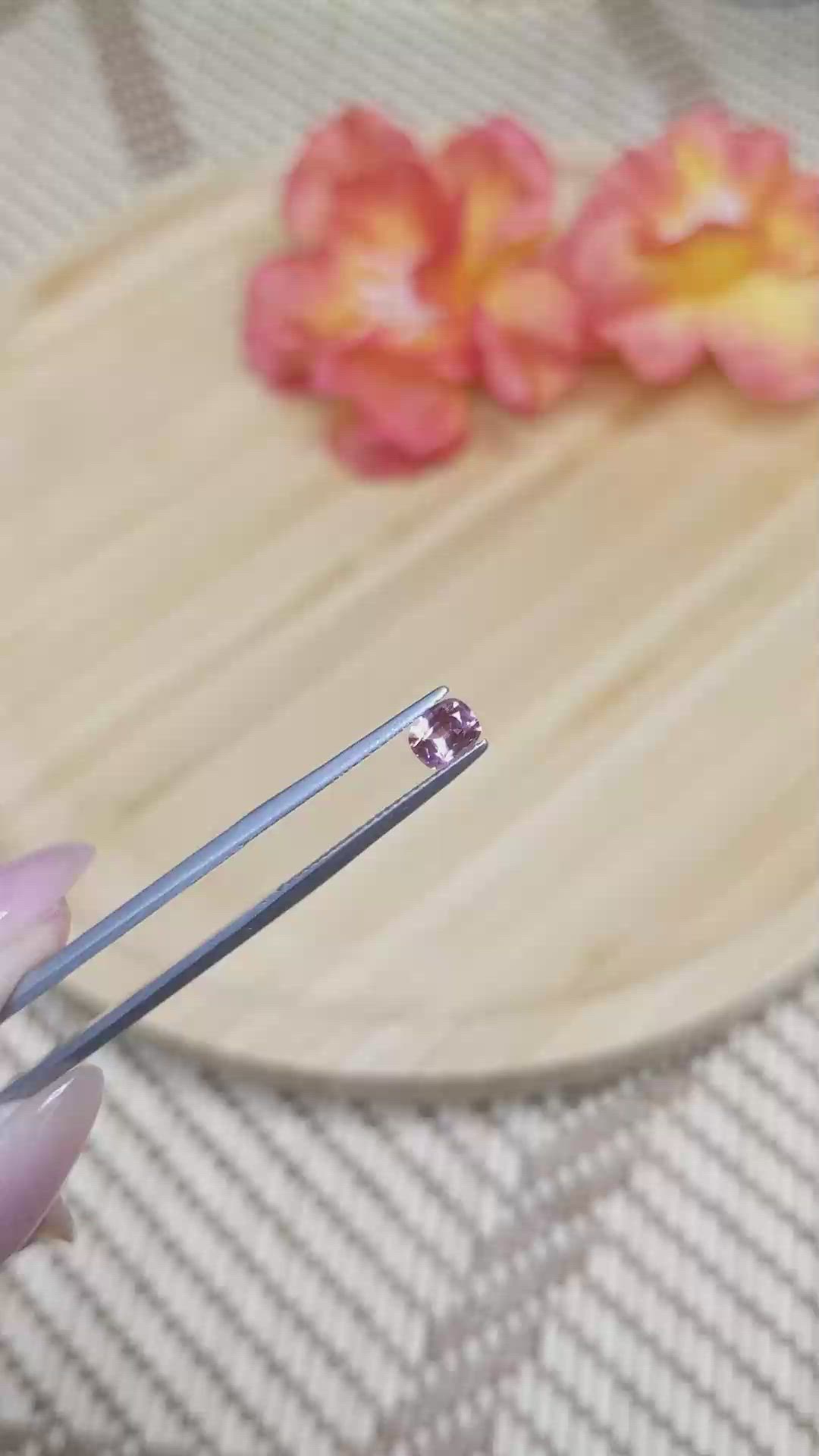 0.46 Ct. Purplish Pink Sapphire from Ceylon (Sri Lanka) Size Video