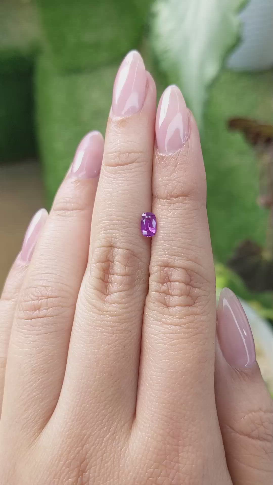 0.55 Ct. Pinkish Purple Sapphire from Ceylon (Sri Lanka) Size Video