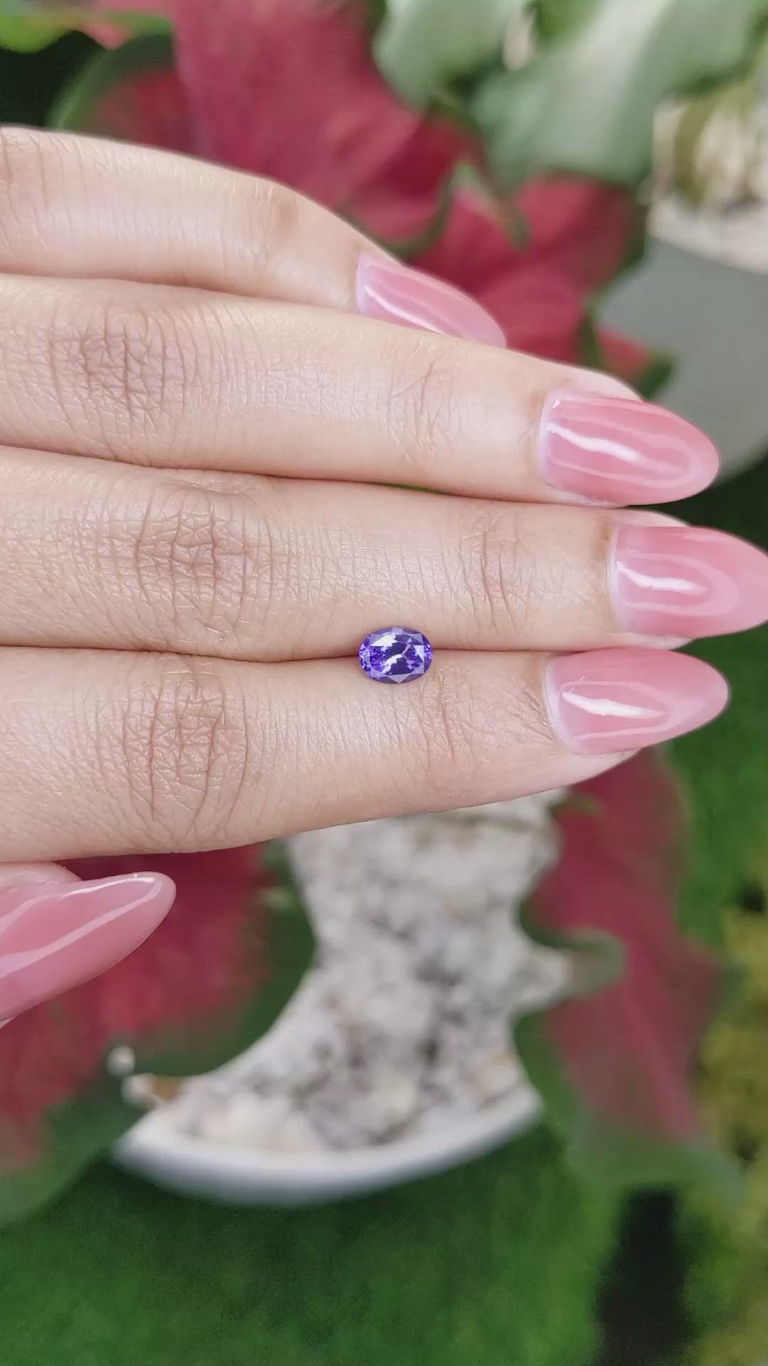 0.76 Ct. Violet Sapphire from Ceylon (Sri Lanka) Size Video