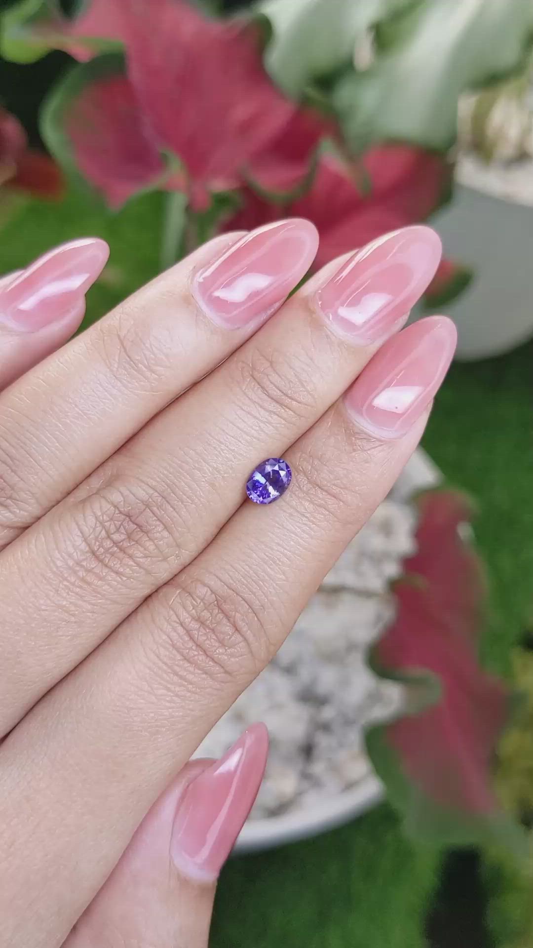 0.76 Ct. Violet Sapphire from Ceylon (Sri Lanka) Size Video