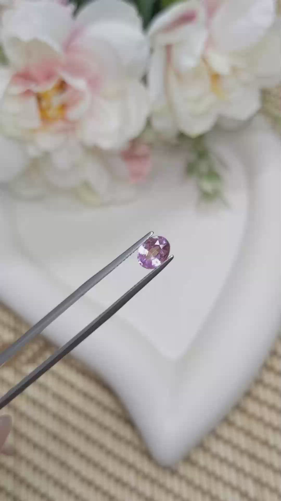 1.11 Ct. Purplish Pink Sapphire from Ceylon (Sri Lanka) Size Video