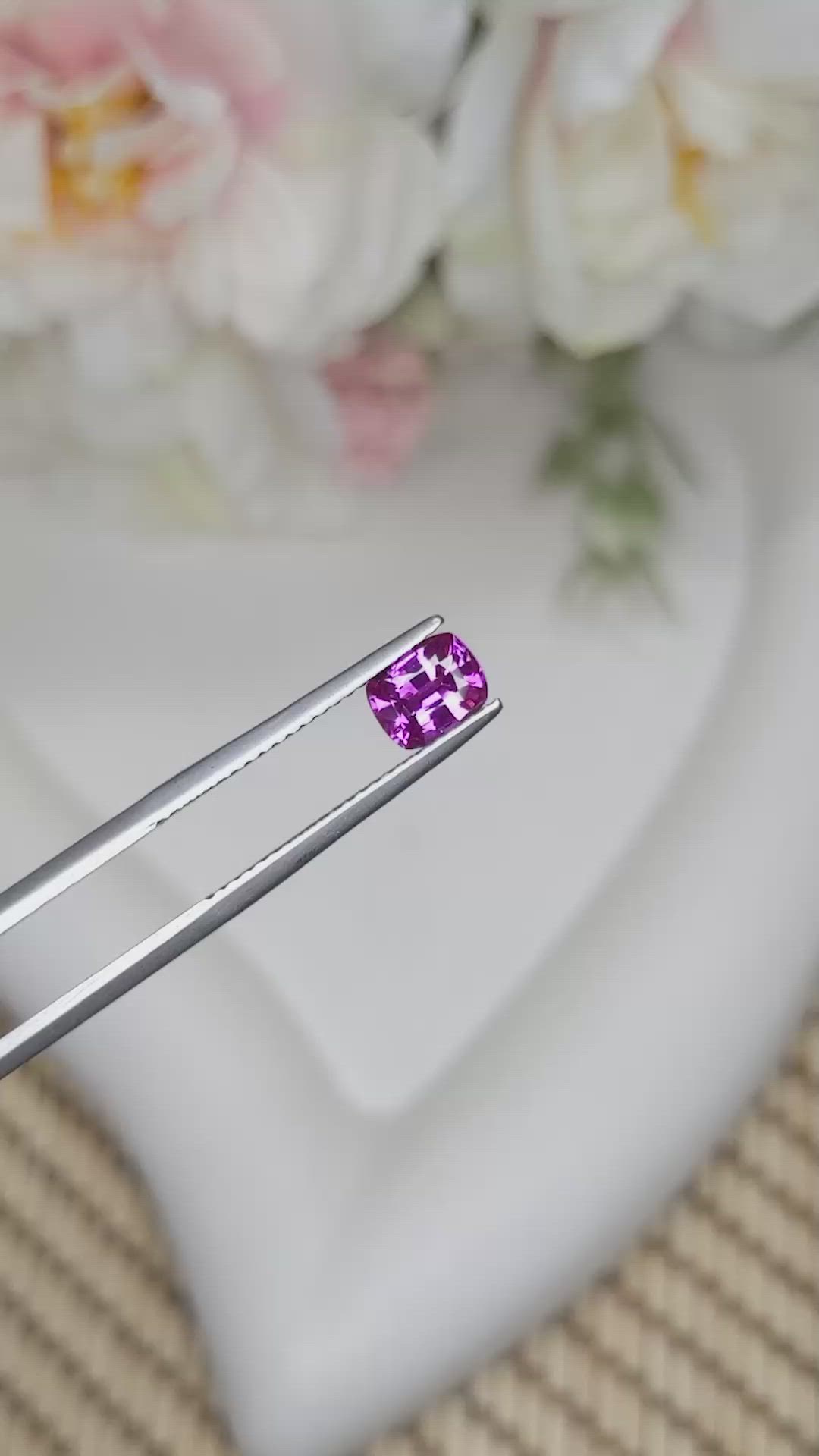 0.96 Ct. Purplish Pink Sapphire from Ceylon (Sri Lanka) Size Video