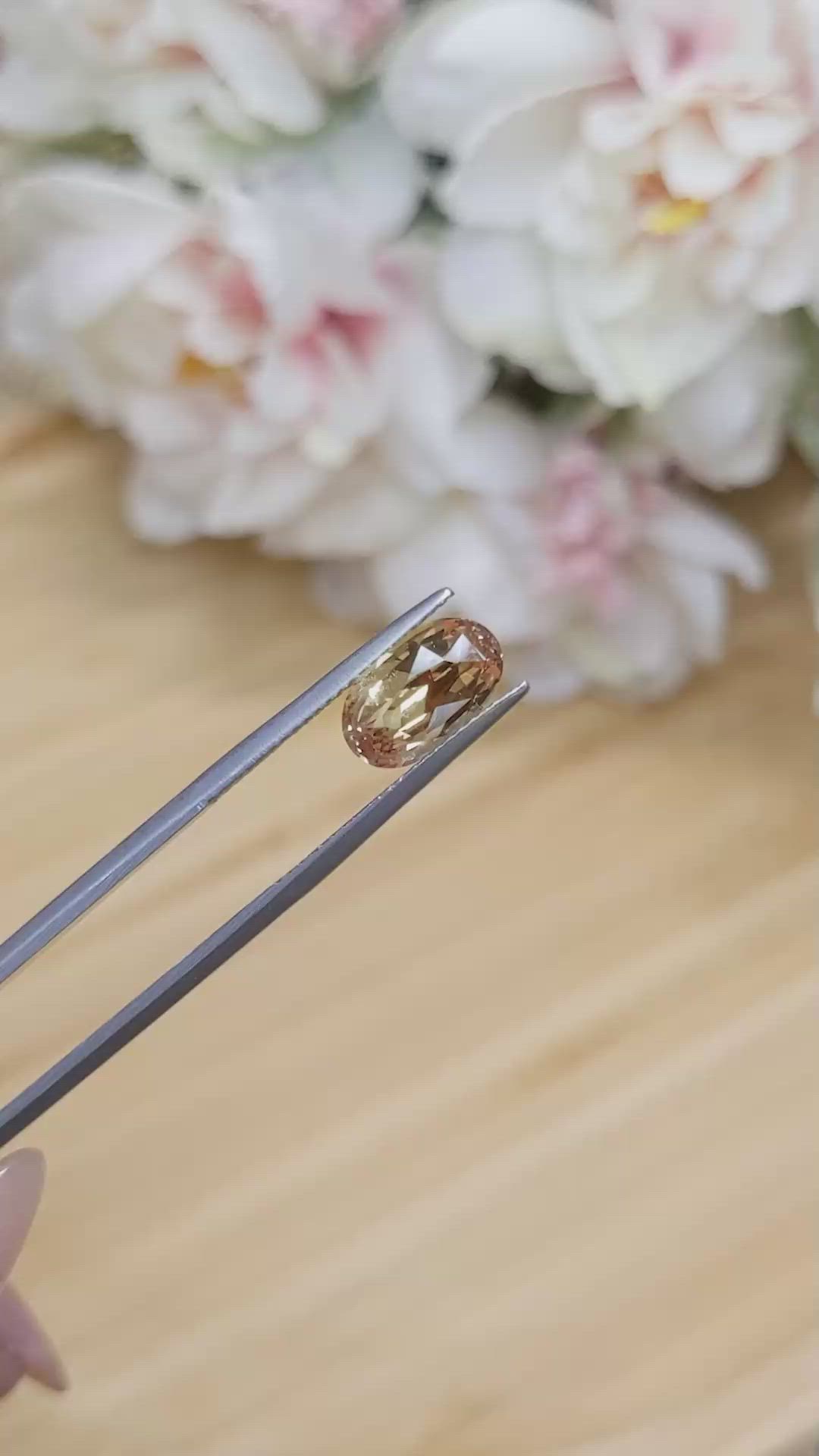 3.30 Ct. Peach Sapphire from Ceylon (Sri Lanka) Size Video