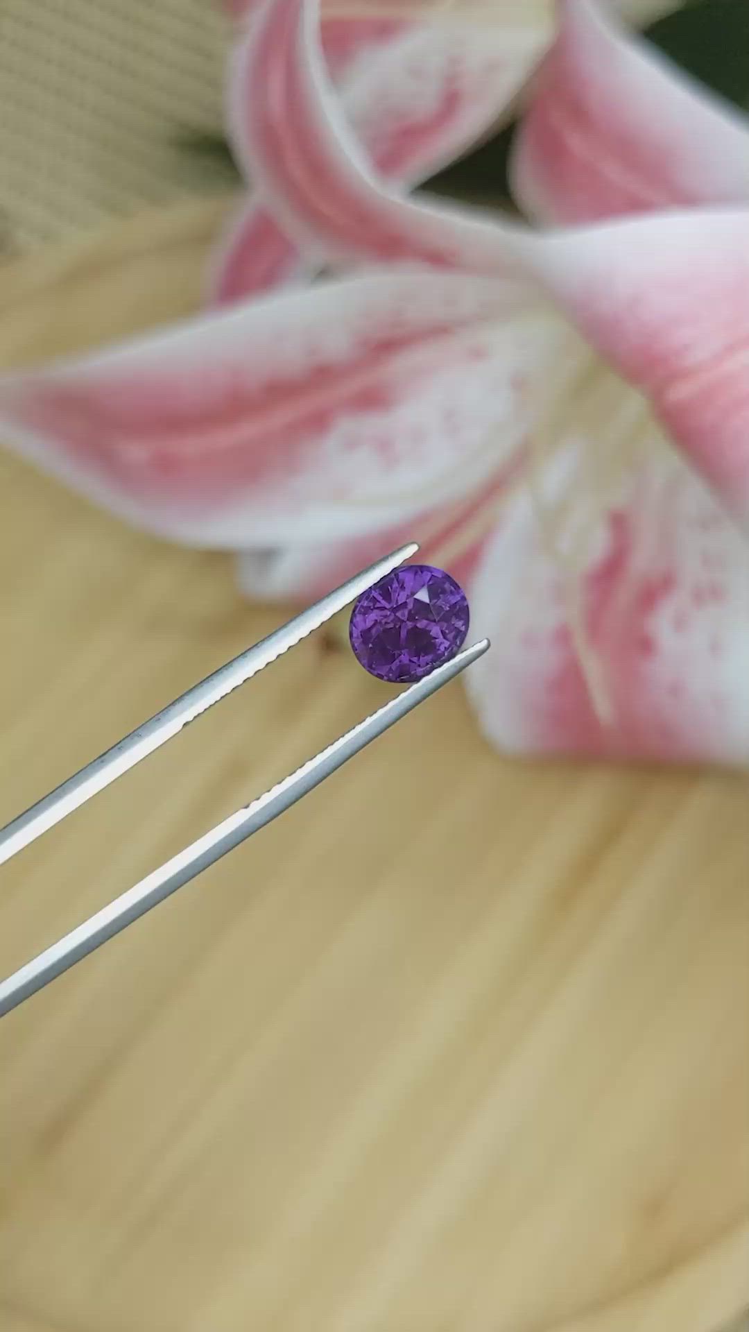 2.11 Ct. Pinkish Purple Sapphire from Ceylon (Sri Lanka) Size Video