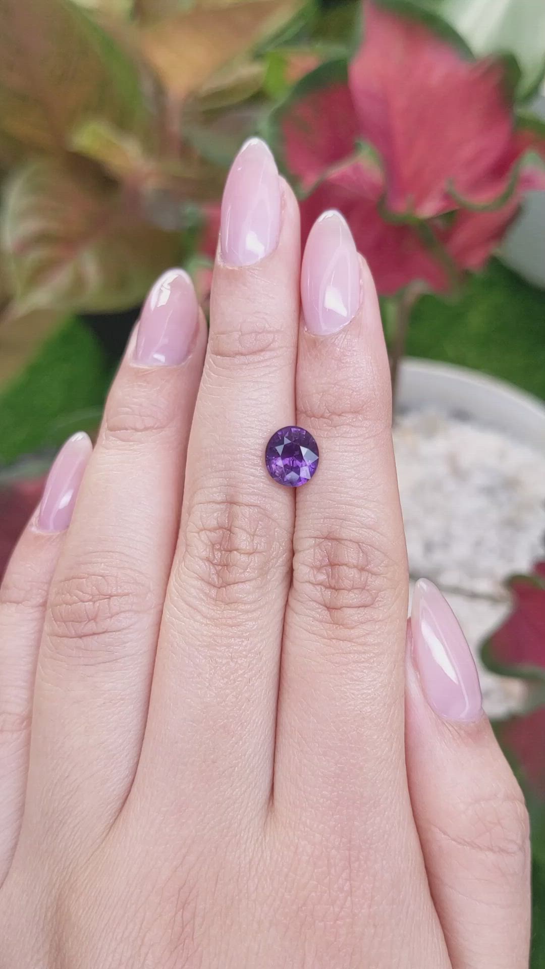 2.11 Ct. Pinkish Purple Sapphire from Ceylon (Sri Lanka) Size Video