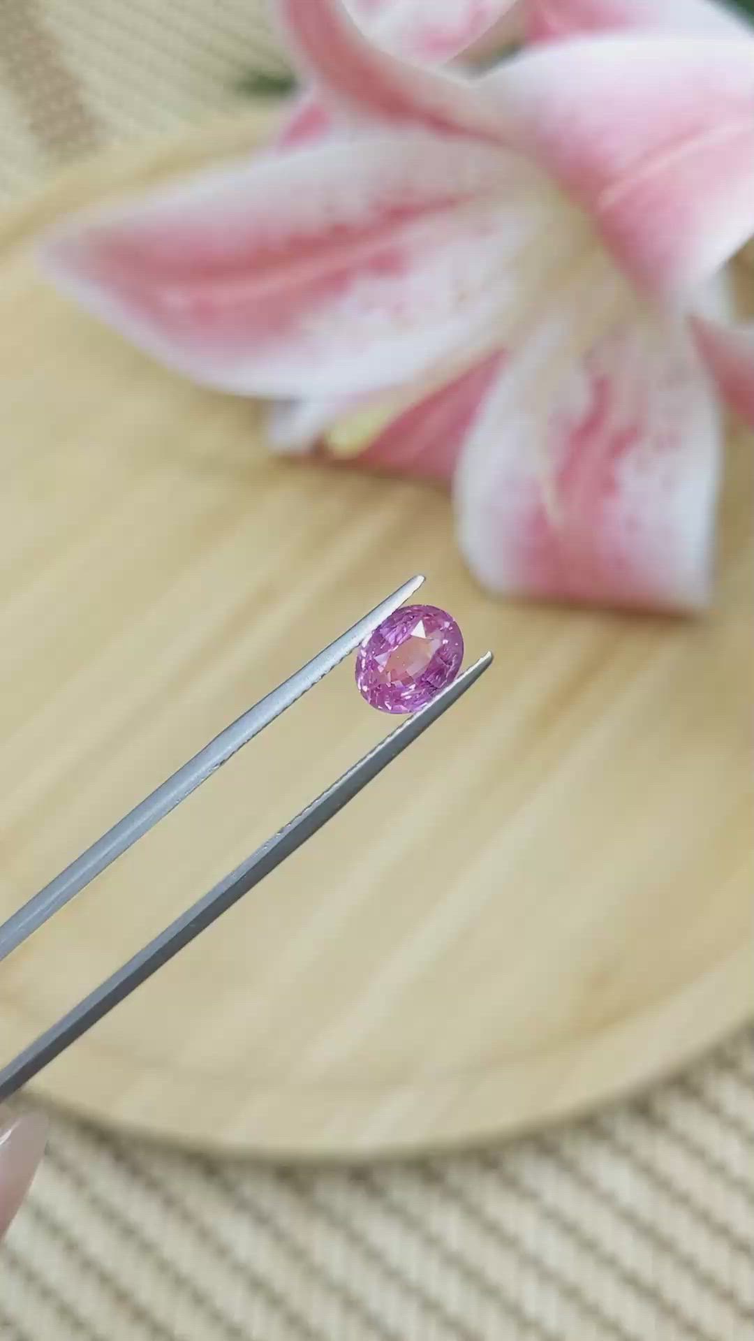 2.04 Ct. Purplish Pink Sapphire from Ceylon (Sri Lanka) Size Video