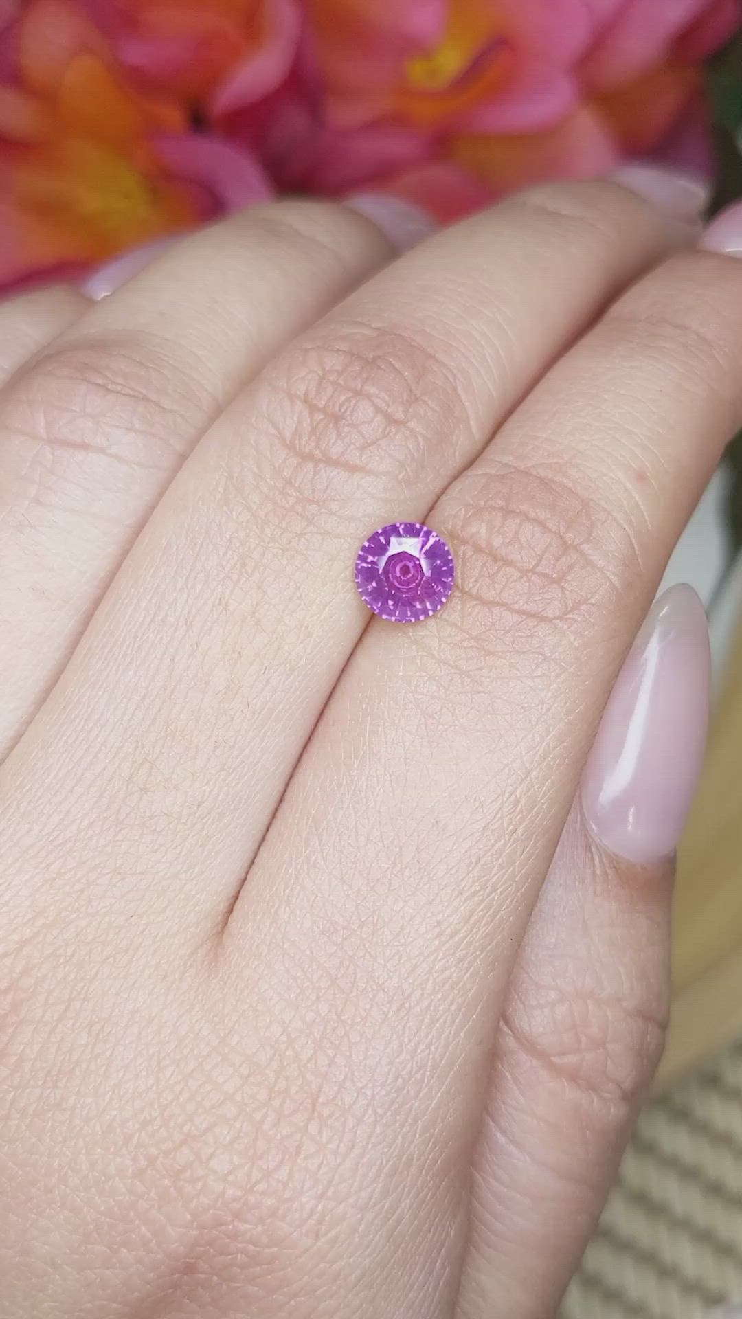 1.23 Ct. Purplish Pink Sapphire from Ceylon (Sri Lanka) Size Video