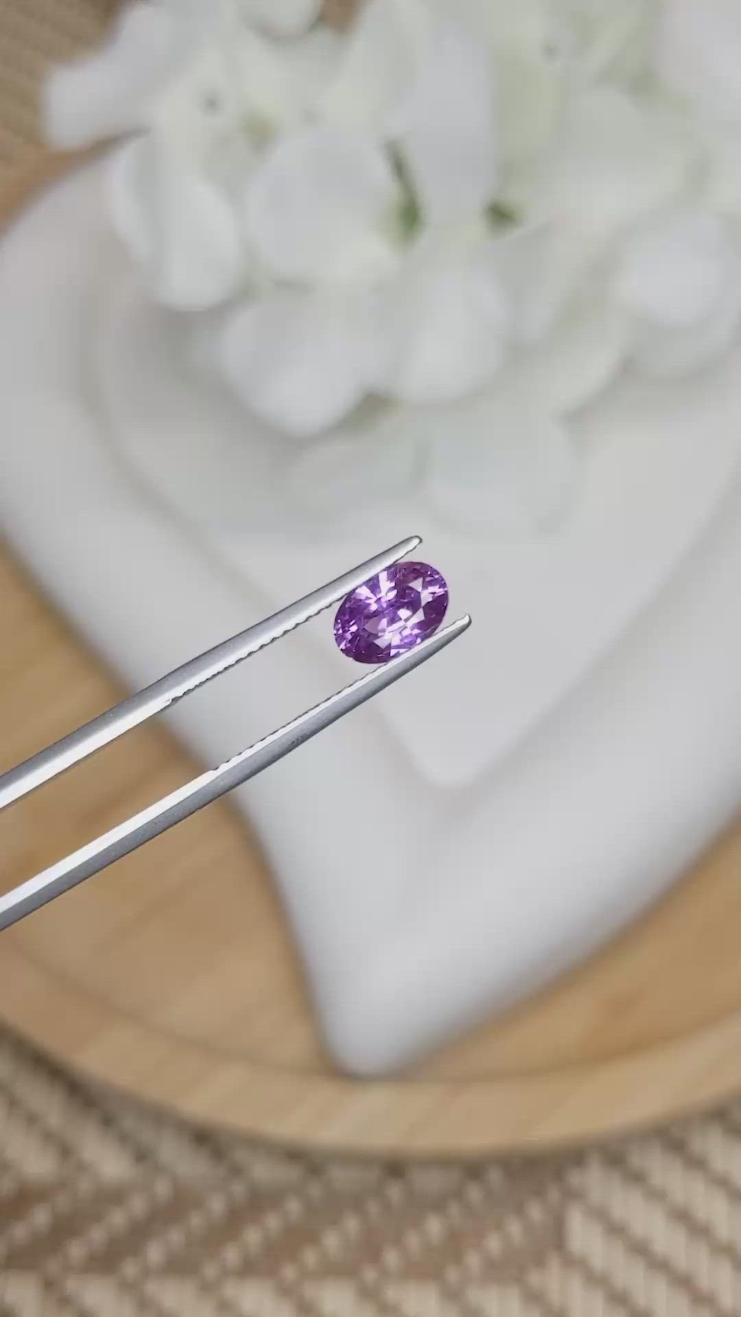 1.38 Ct. Pinkish Purple Sapphire from Ceylon (Sri Lanka) Size Video