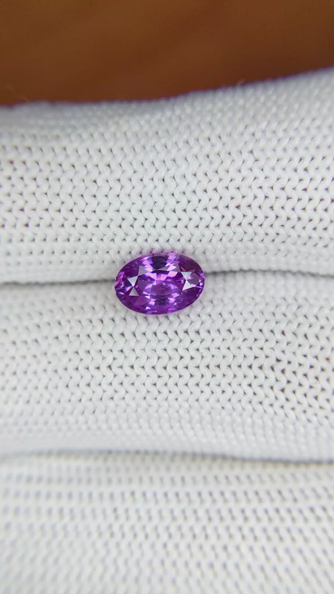 1.38 Ct. Pinkish Purple Sapphire from Ceylon (Sri Lanka) Size Video