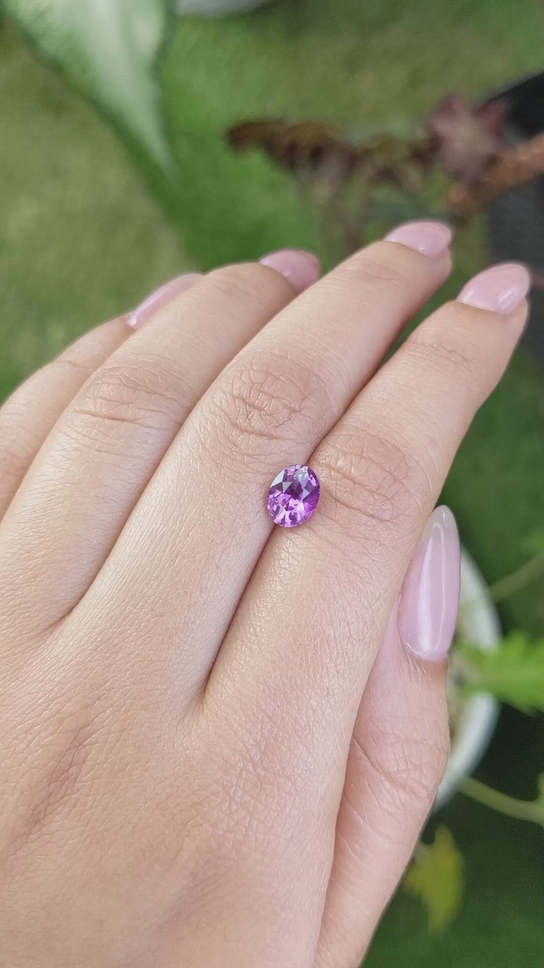 1.62 Ct. Pinkish Purple Sapphire from Ceylon (Sri Lanka) Size Video