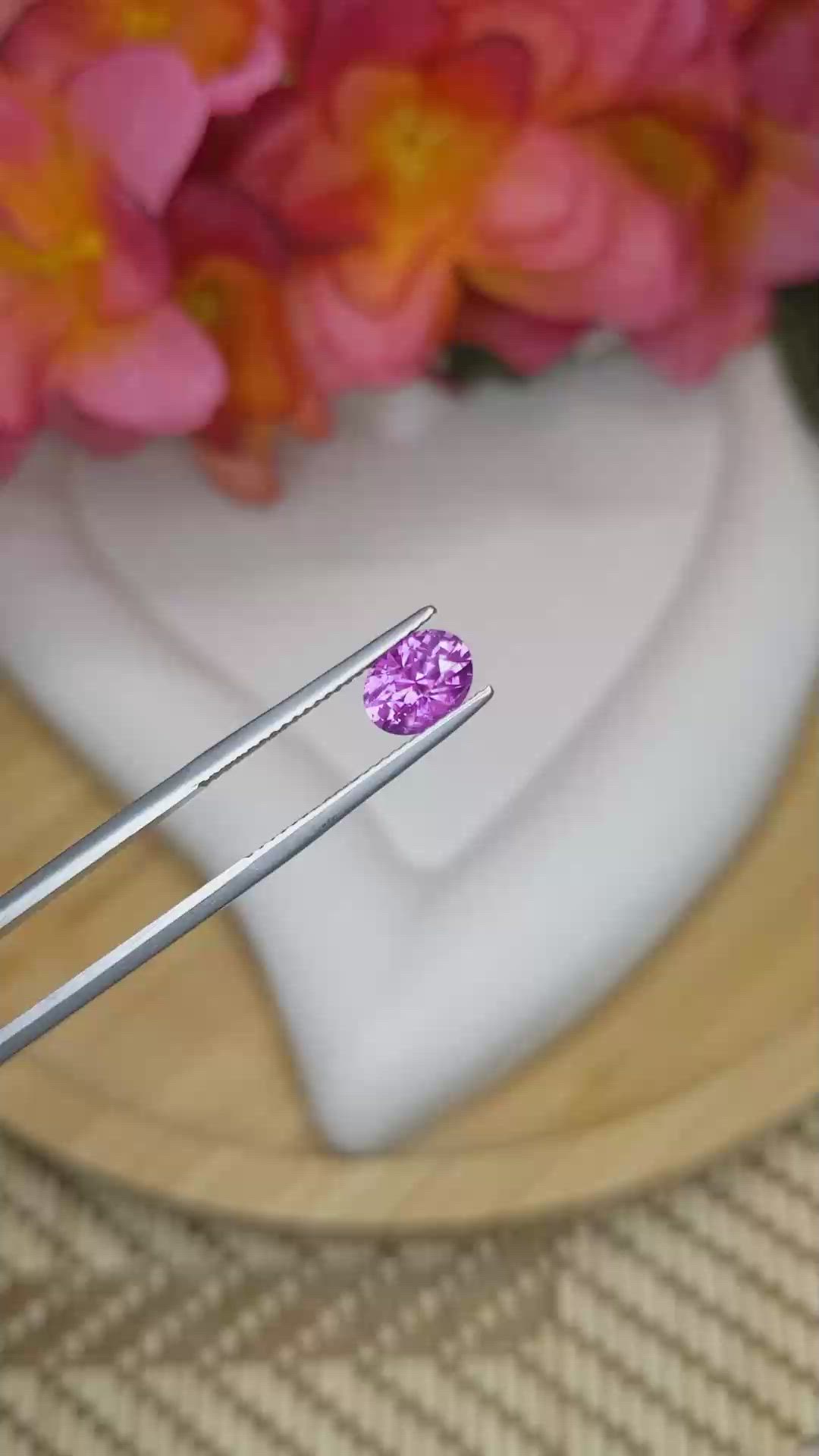 1.62 Ct. Pinkish Purple Sapphire from Ceylon (Sri Lanka) Size Video