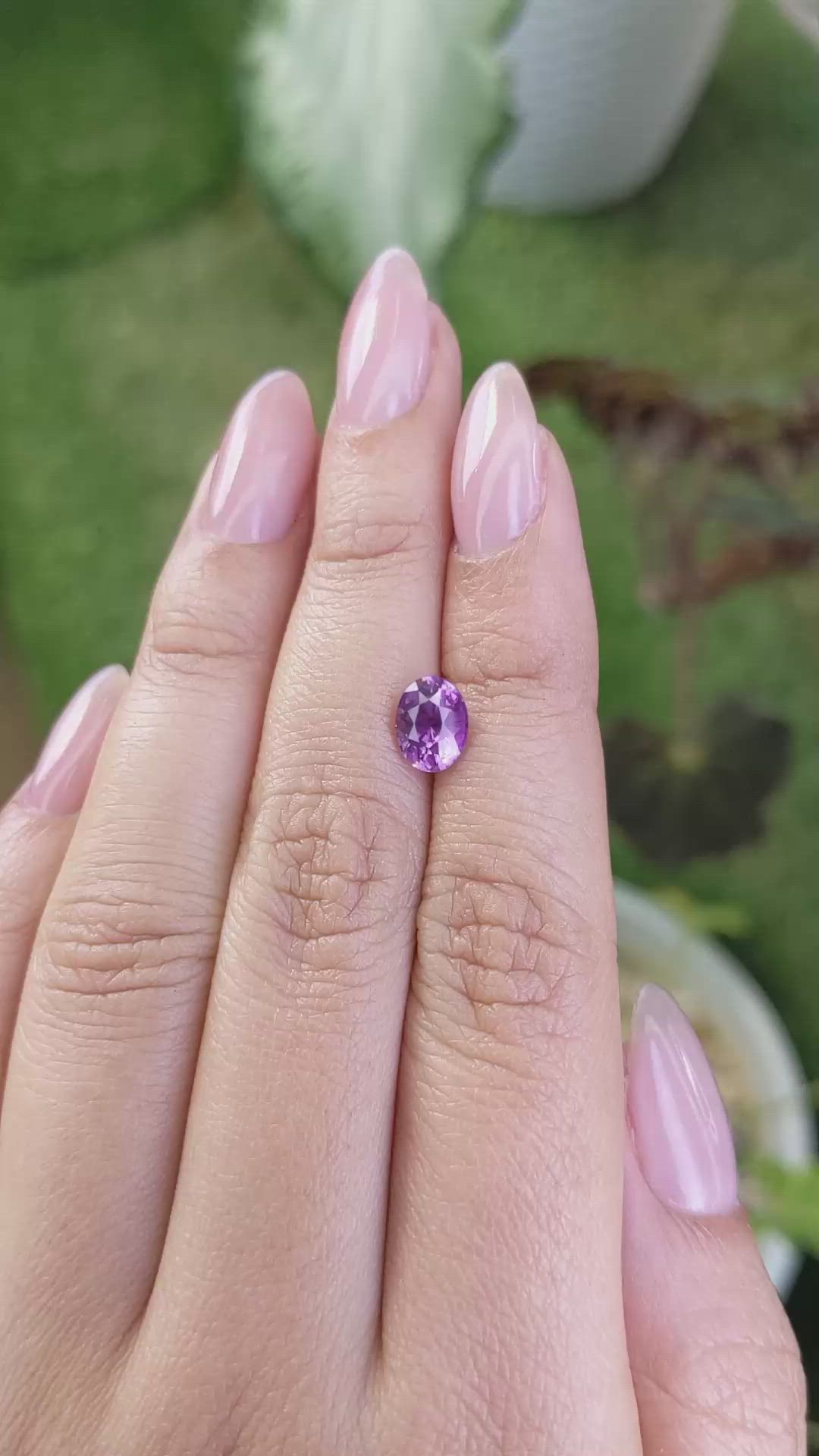 1.62 Ct. Pinkish Purple Sapphire from Ceylon (Sri Lanka) Size Video