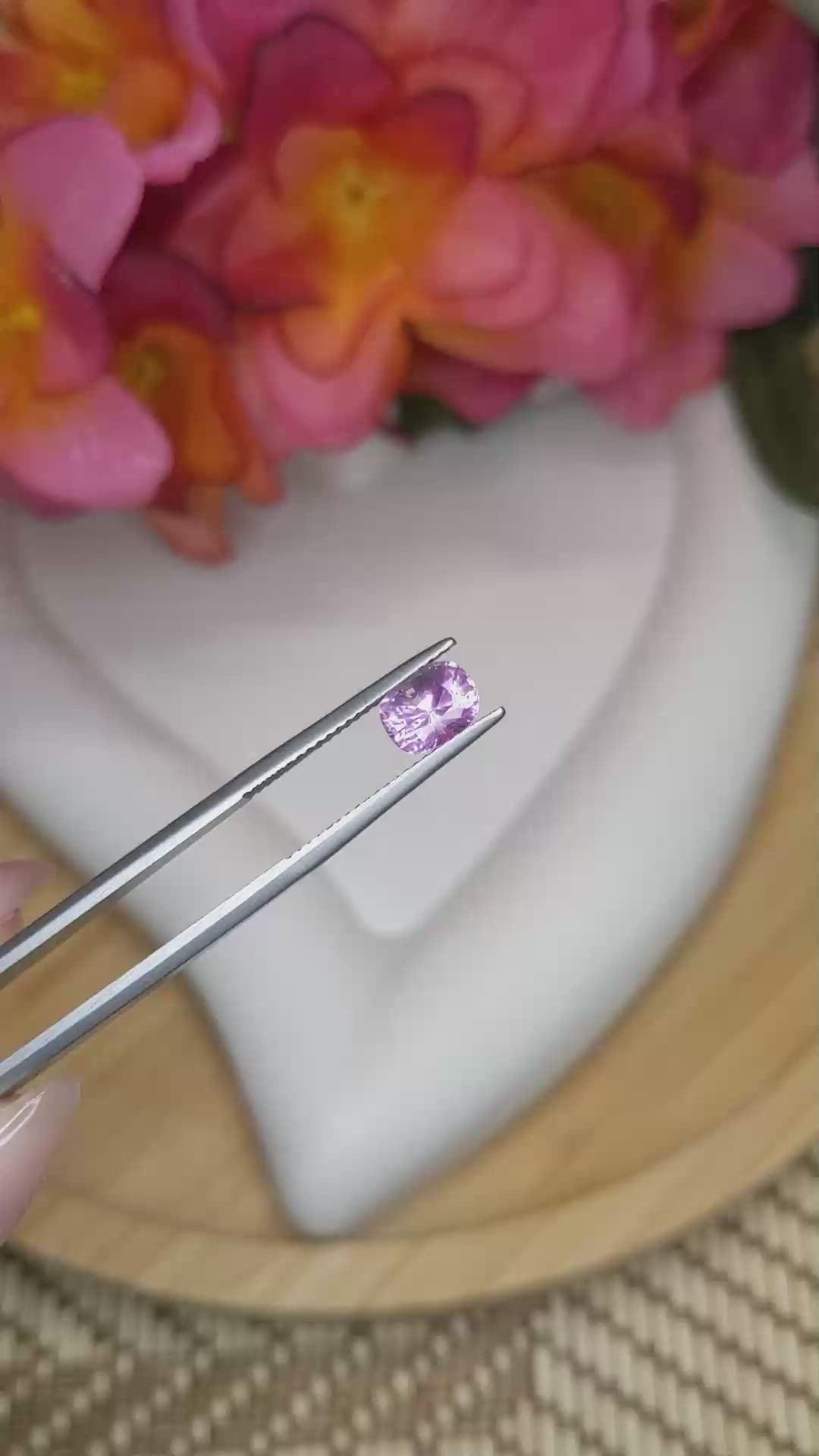 1.59 Ct. Pinkish Purple Sapphire from Ceylon (Sri Lanka) Size Video
